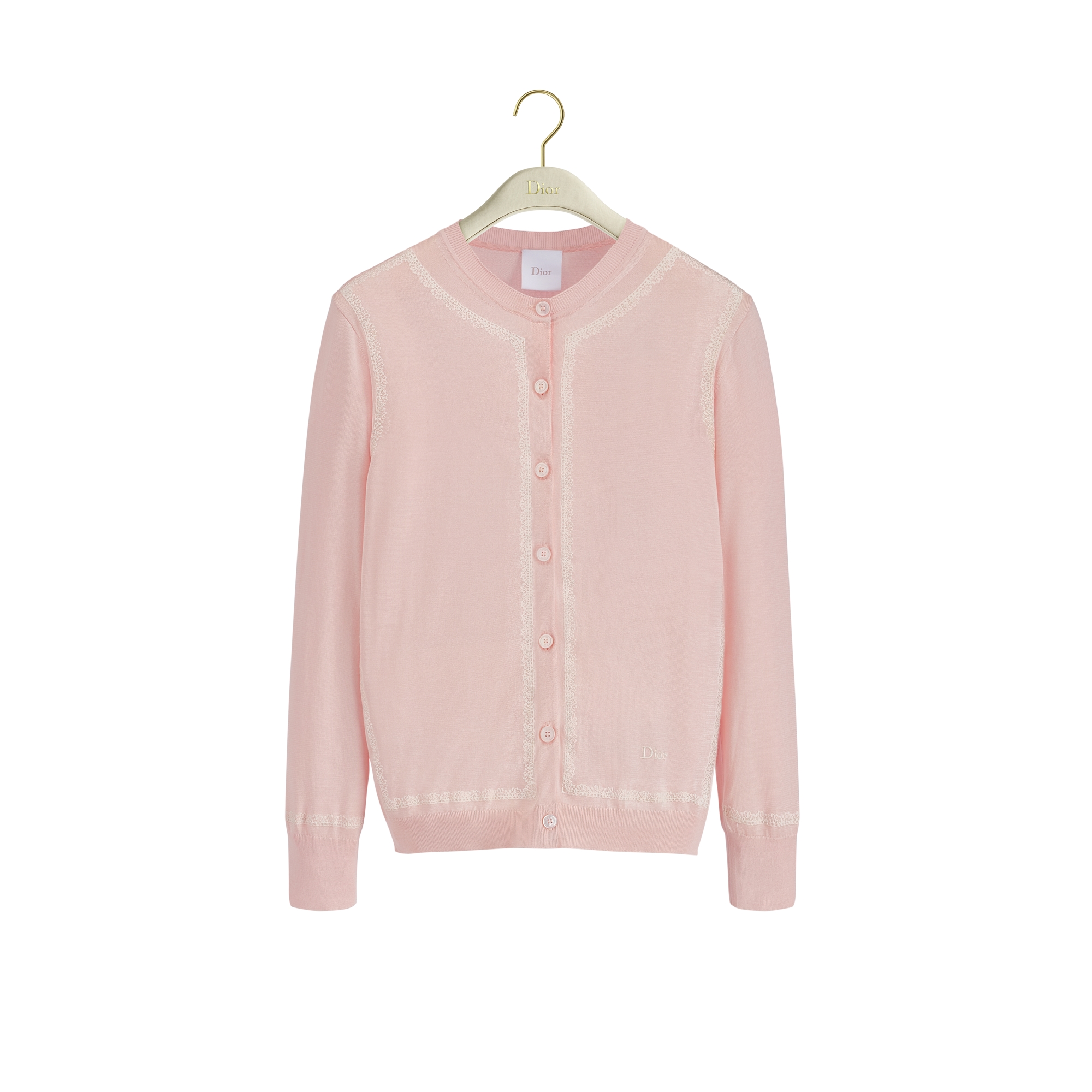  Pink Silk Knit and Ecru Lace