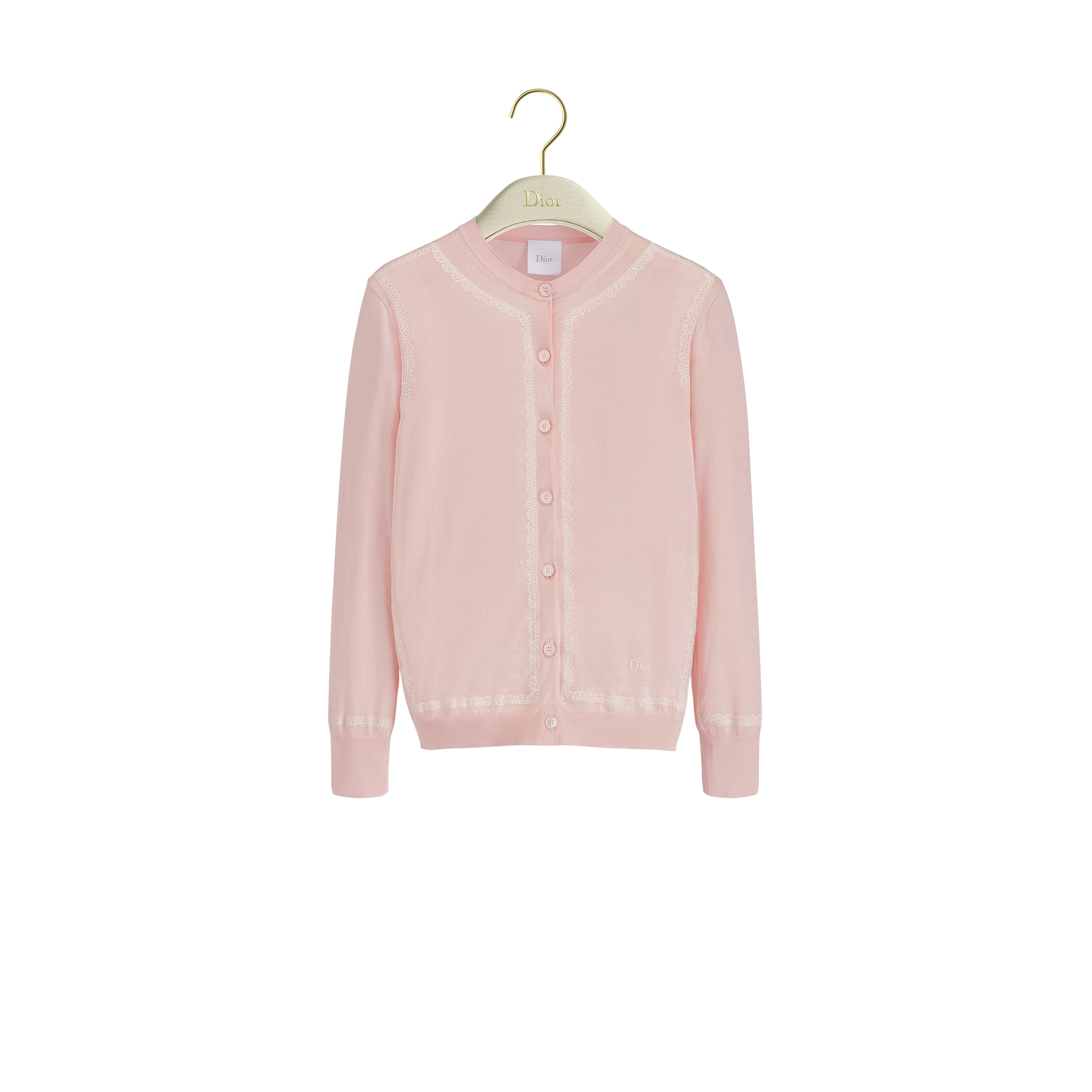  Maglia di seta rosa e pizzo écru