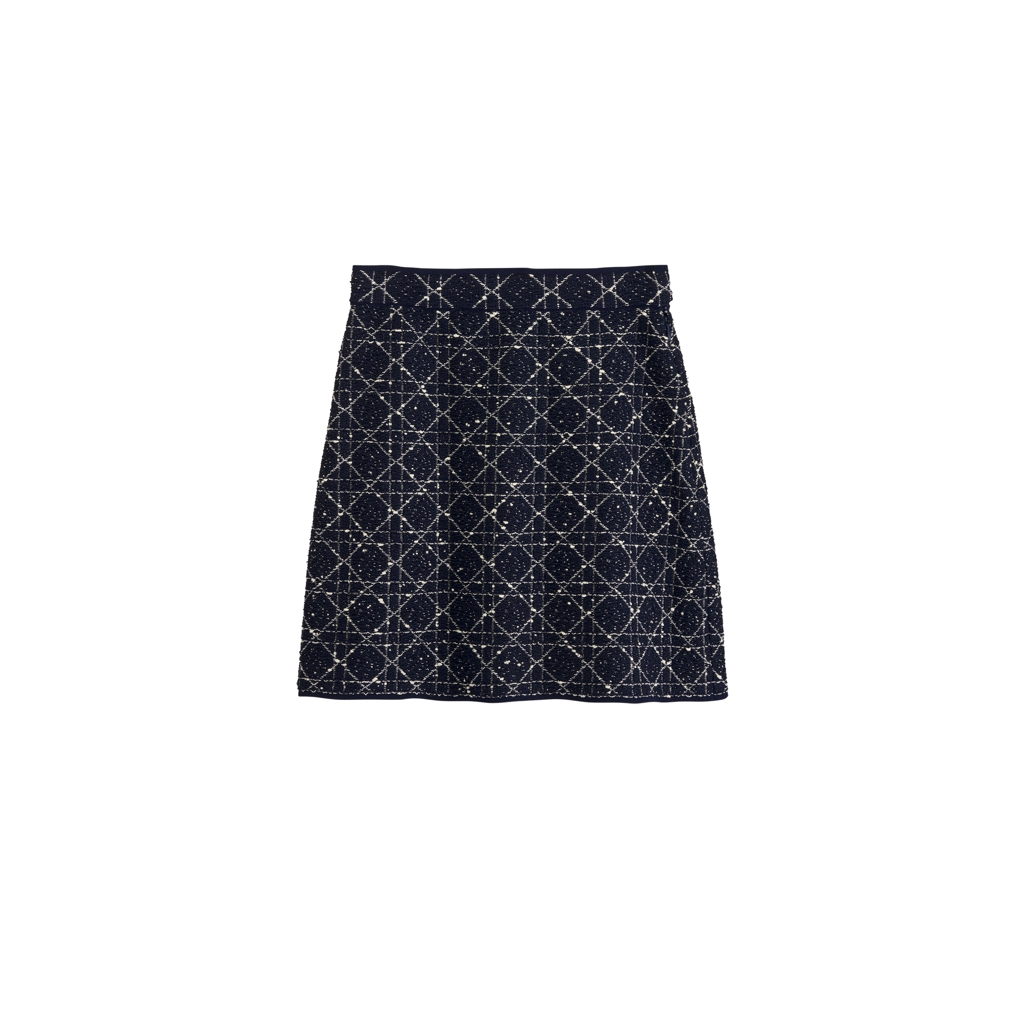Macrocannage Flared Miniskirt Navy Blue and White Tweed | DIOR