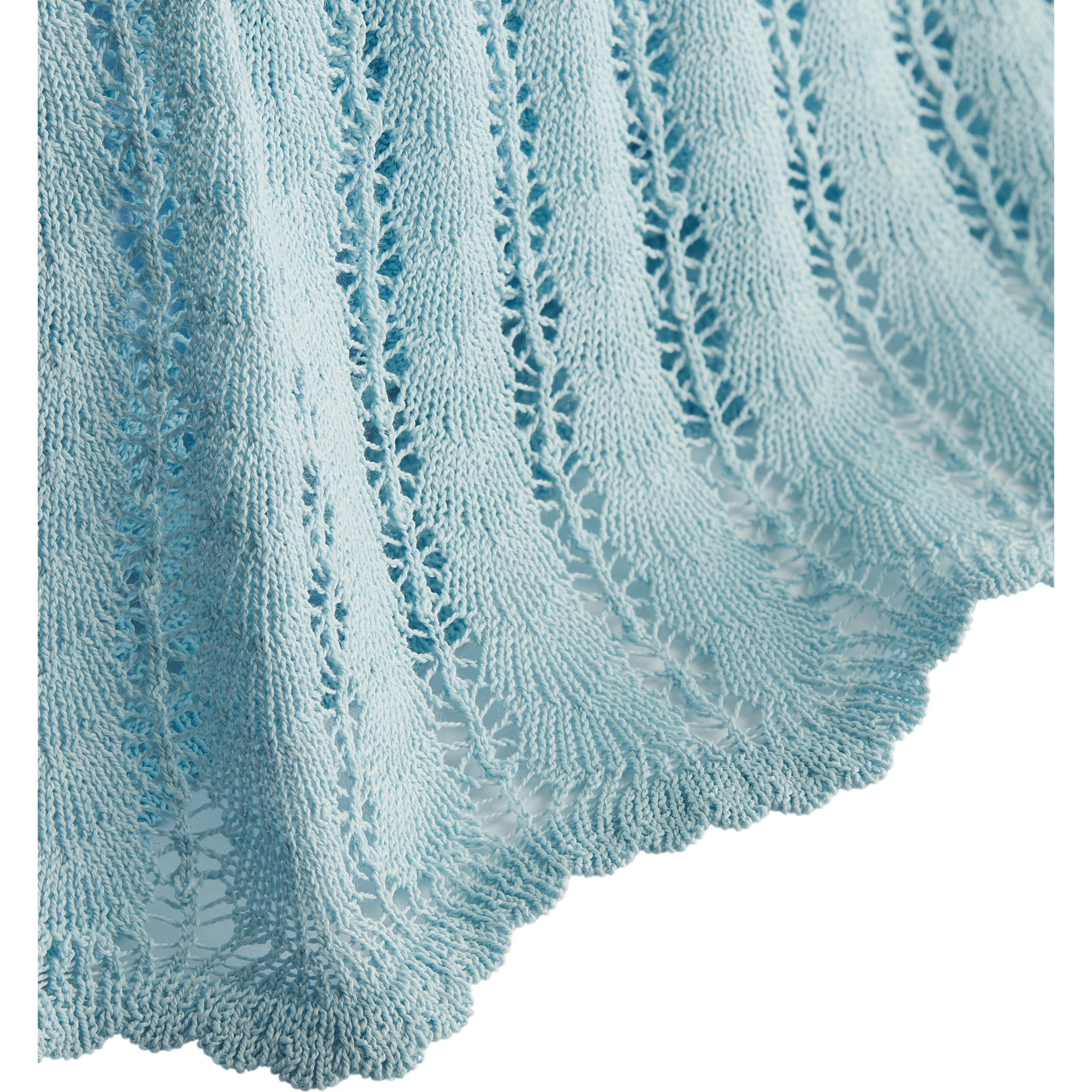 Flared Miniskirt Blue Cotton-Blend Crochet E11