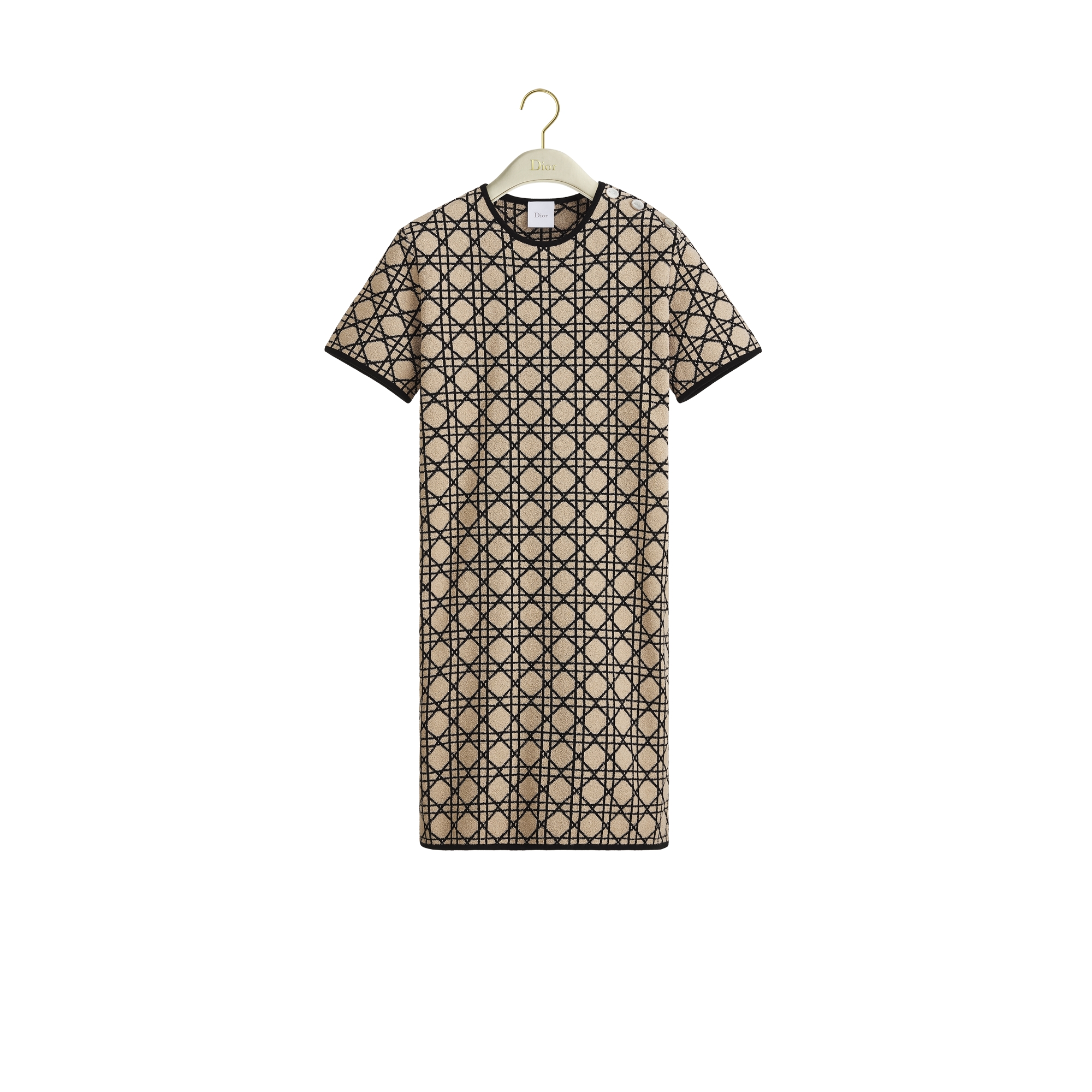 Short Macrocannage Dress Beige and Black Tweed | DIOR