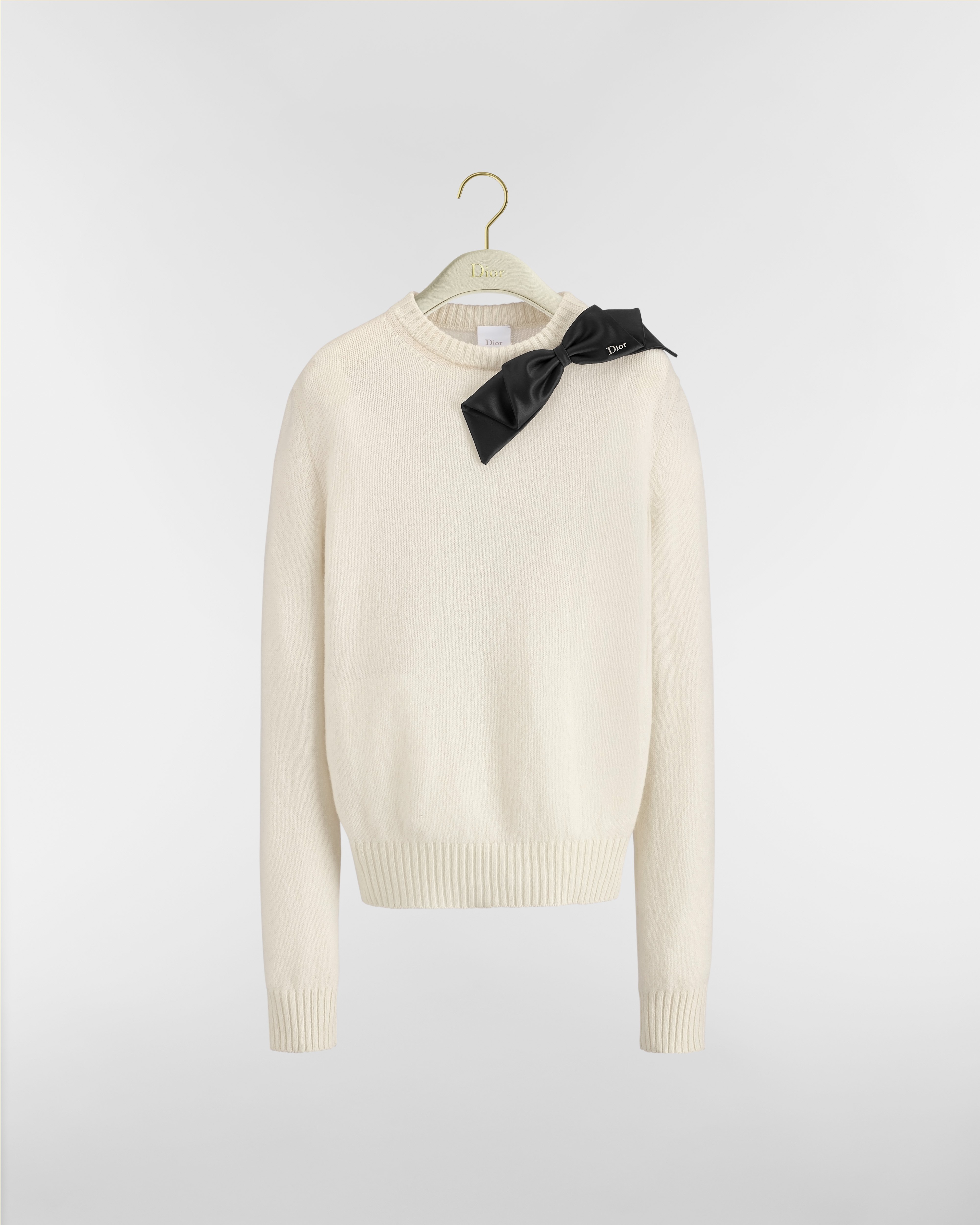 Cropped-Pullover Woll- und Kaschmirstrick in Ecru