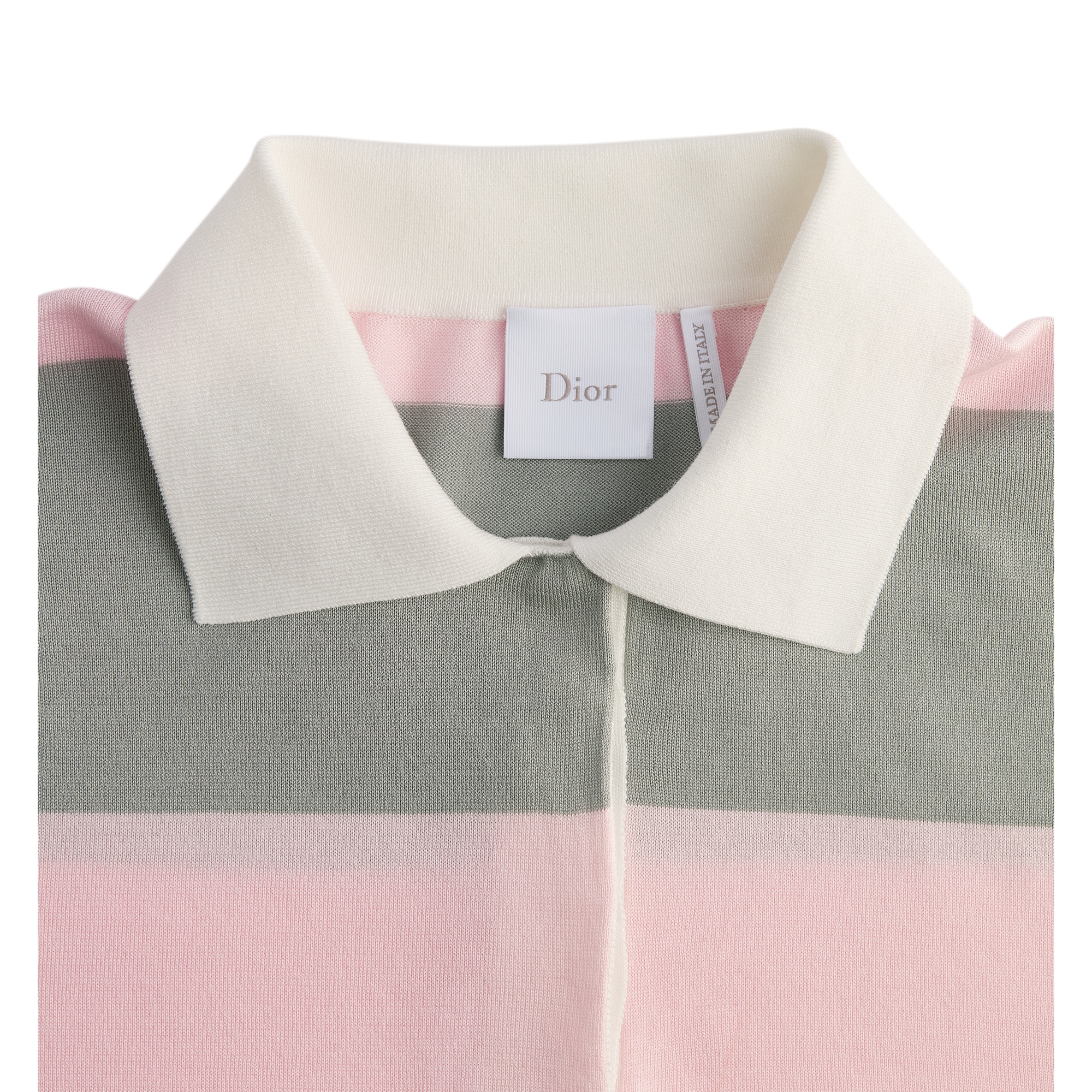 Dior Marinière Long-Sleeved Polo Shirt Gray and Pink Cotton Knit E10