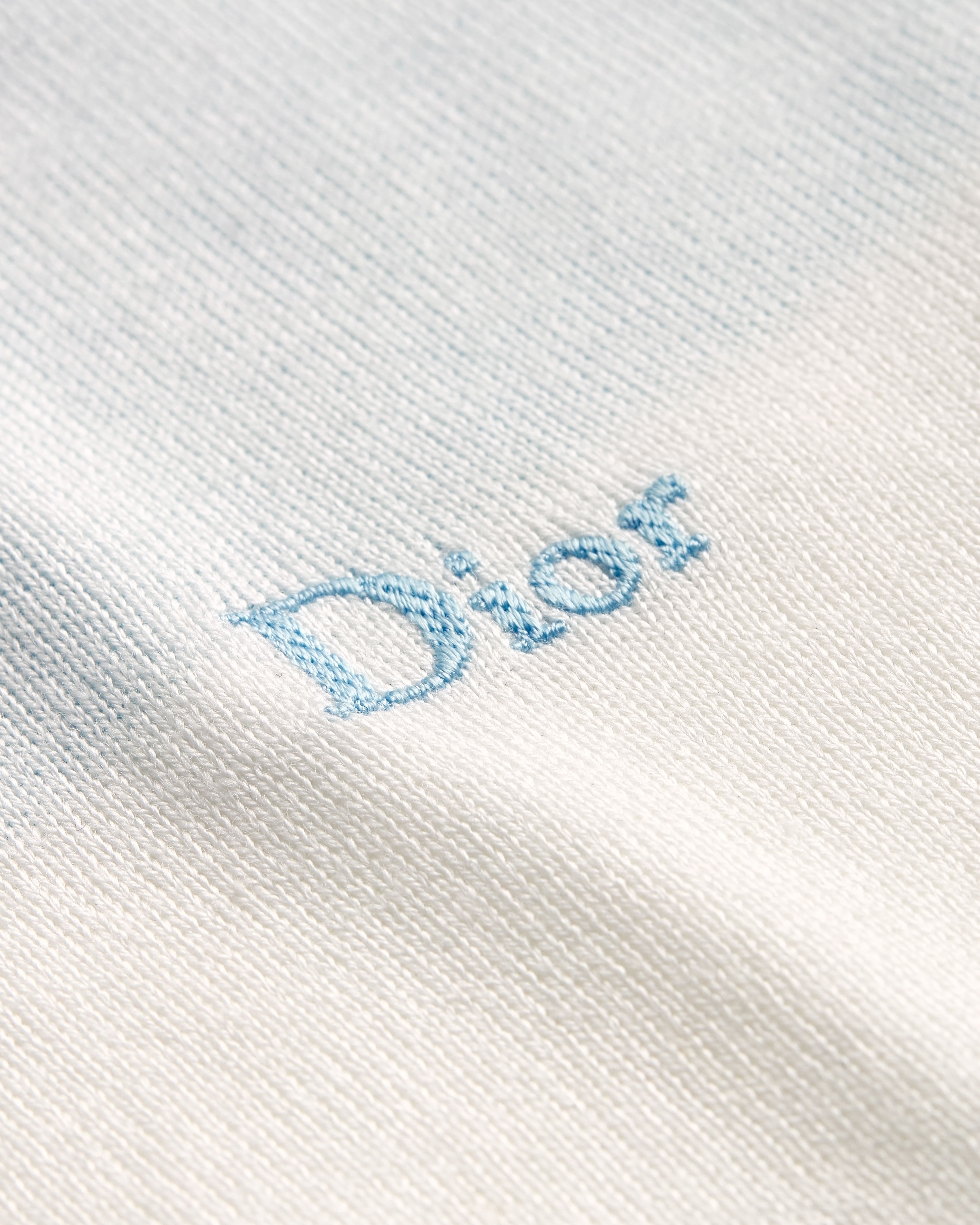 Dior Marinière Long-Sleeved Polo Shirt Blue and Ecru Cotton Knit E10
