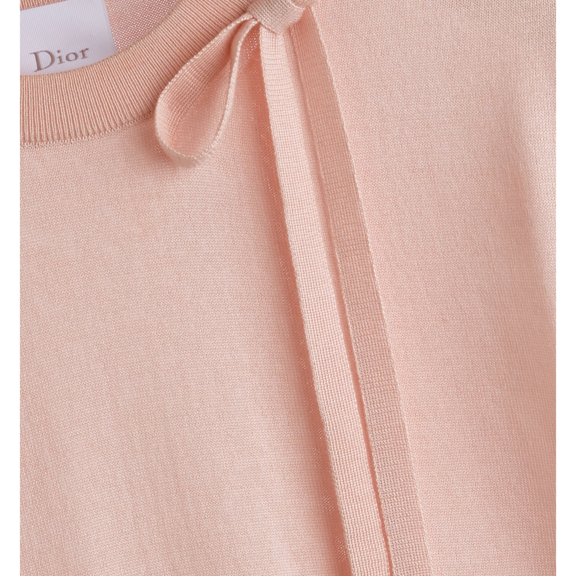 Short-Sleeved Fitted Sweater Pink Silk Knit E09