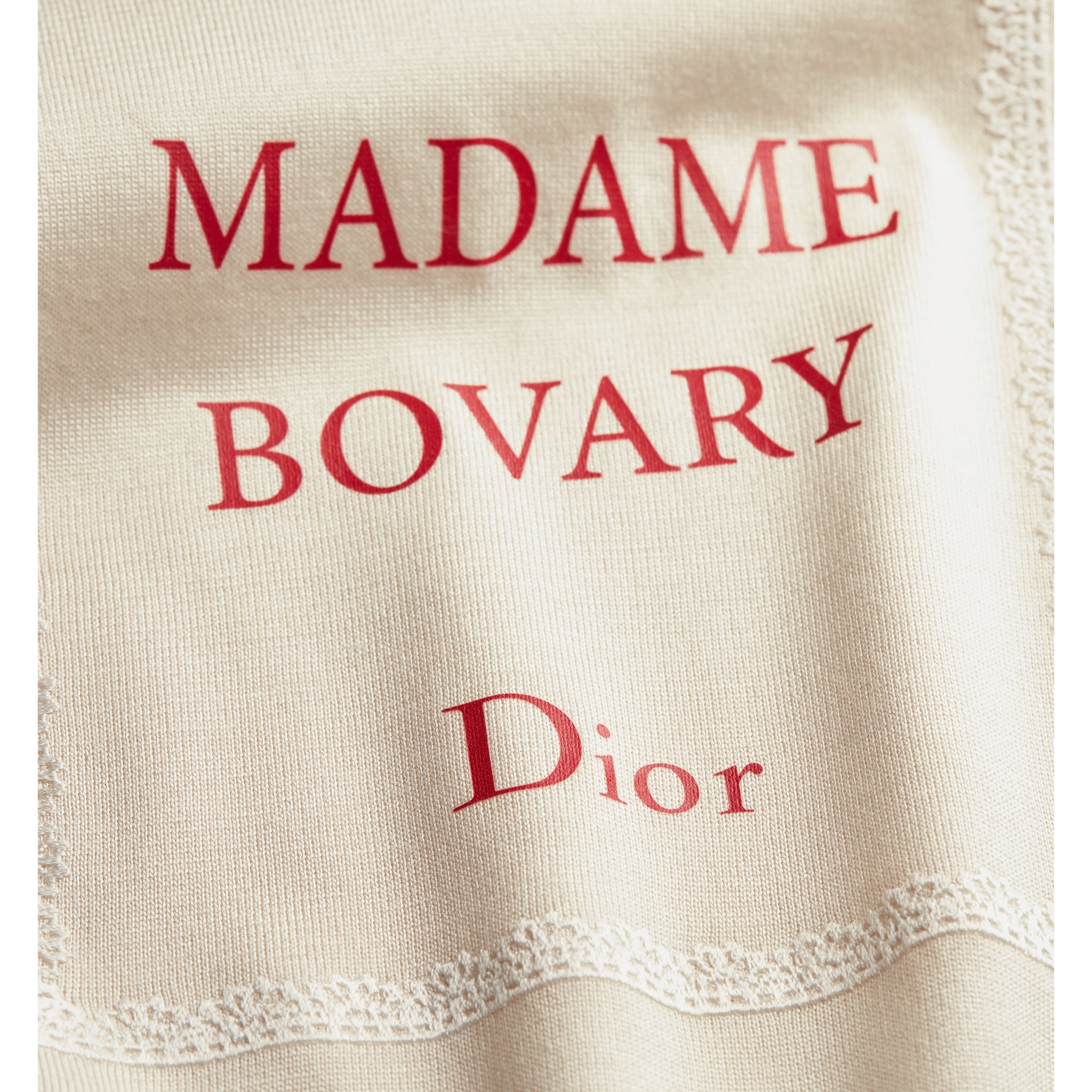 Book Cover Short-Sleeved Sweater Ecru and Red Silk Knit E09