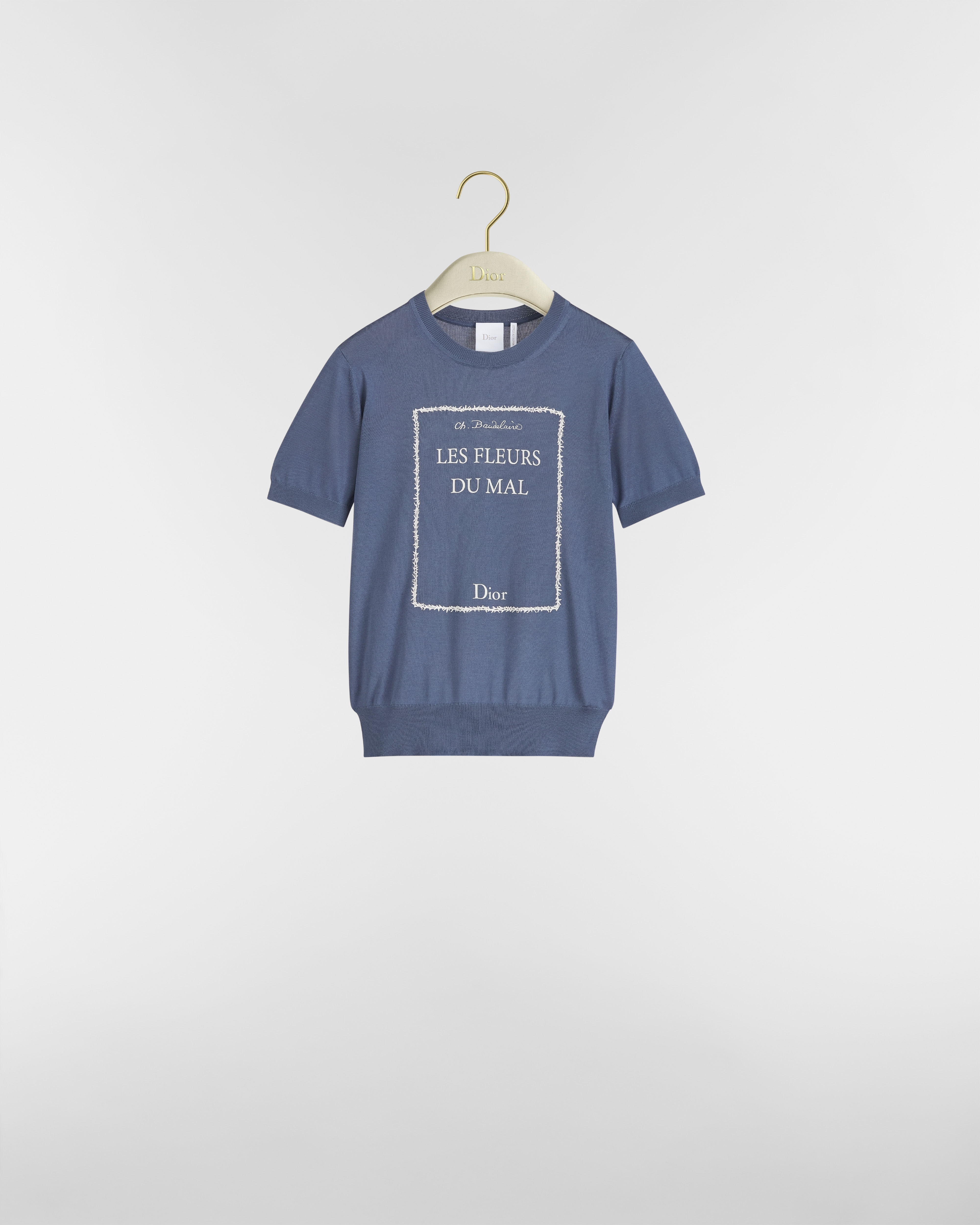 Maglione a maniche corte Book Cover Maglia di seta blu e bianca E01