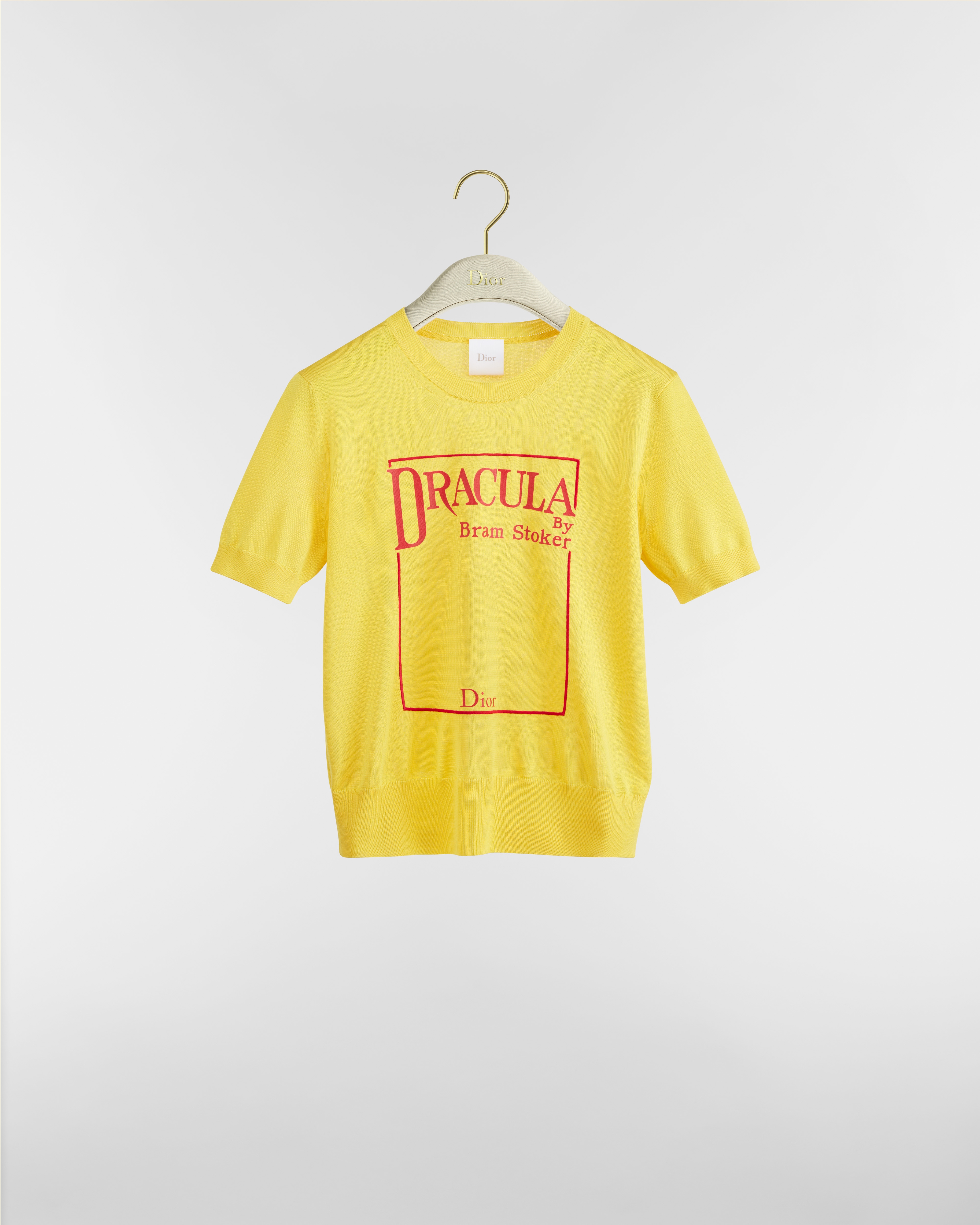 Book Cover Short-Sleeved Sweater Yellow and Red Silk Knit E01