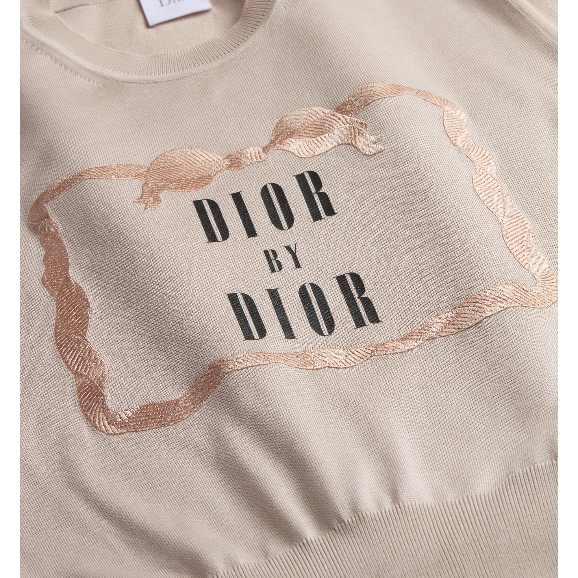 Book Cover Short-Sleeved Sweater Beige and Black Silk Knit E09