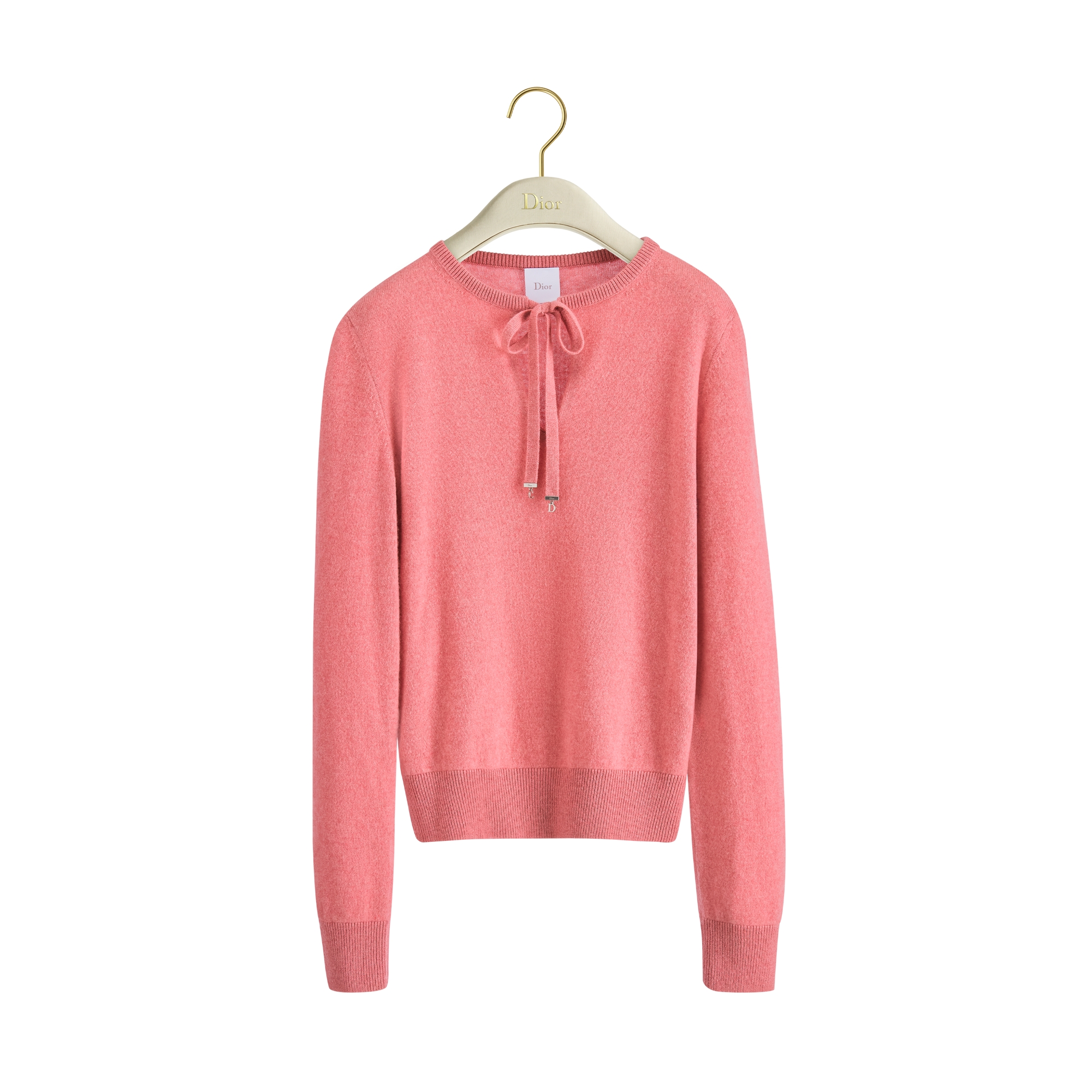 Sweater with Bow Neckline Pink Cashmere Knit E01