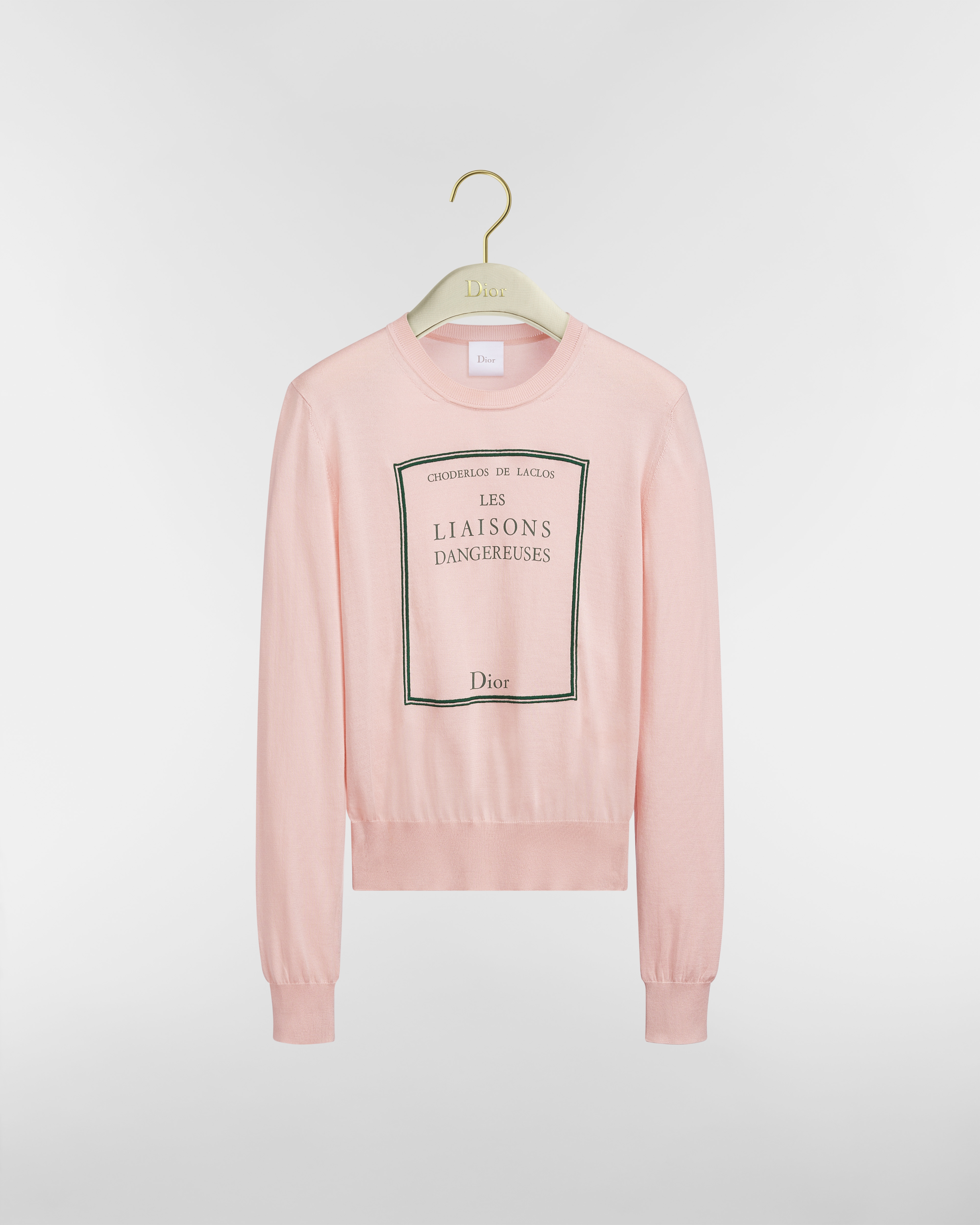 Trui met Book Cover-motief Roze, groen en diepgrijs zijden breisel E01