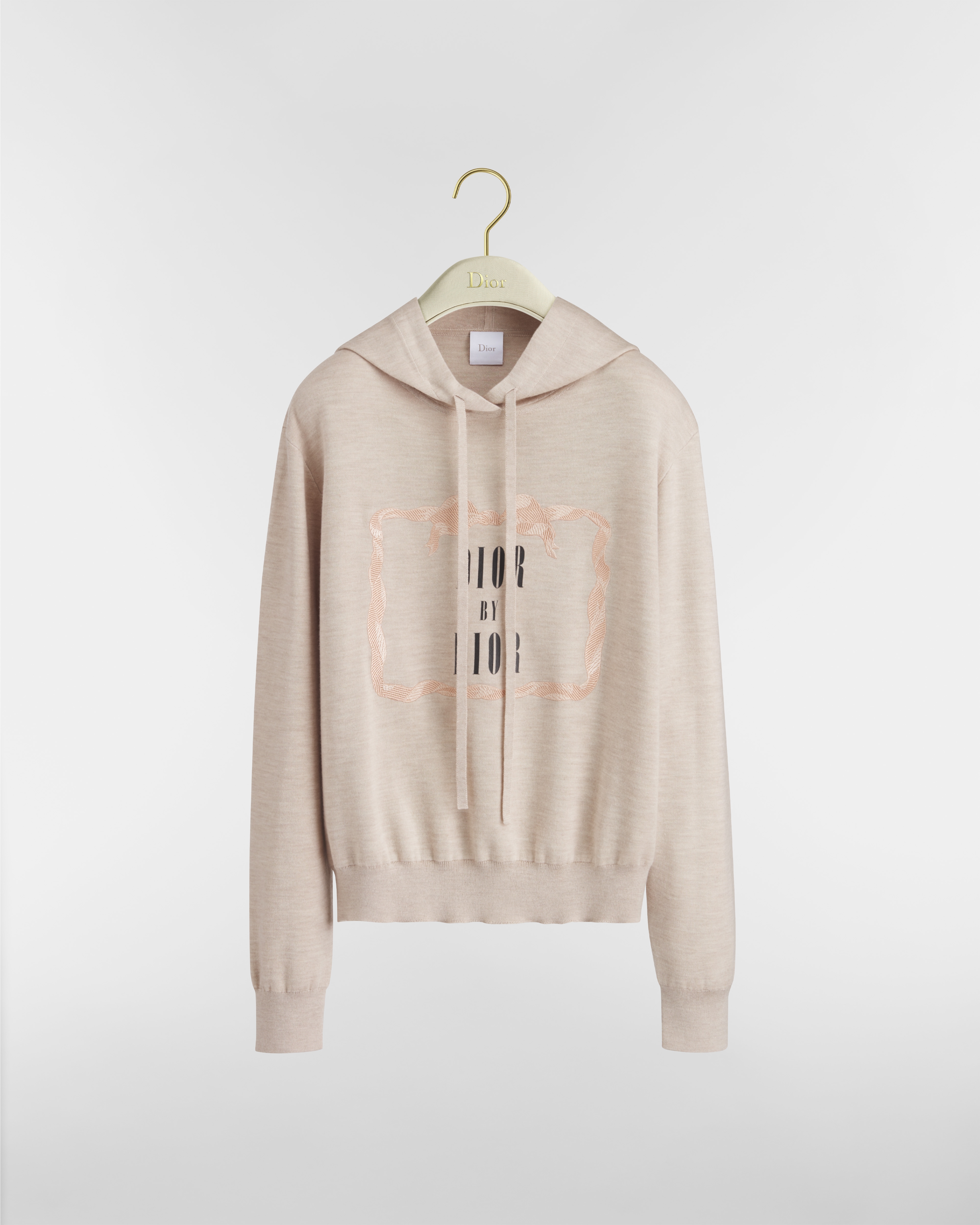 Sudadera con capucha Book Cover Mezcla de cachemira y seda beige y negra E01