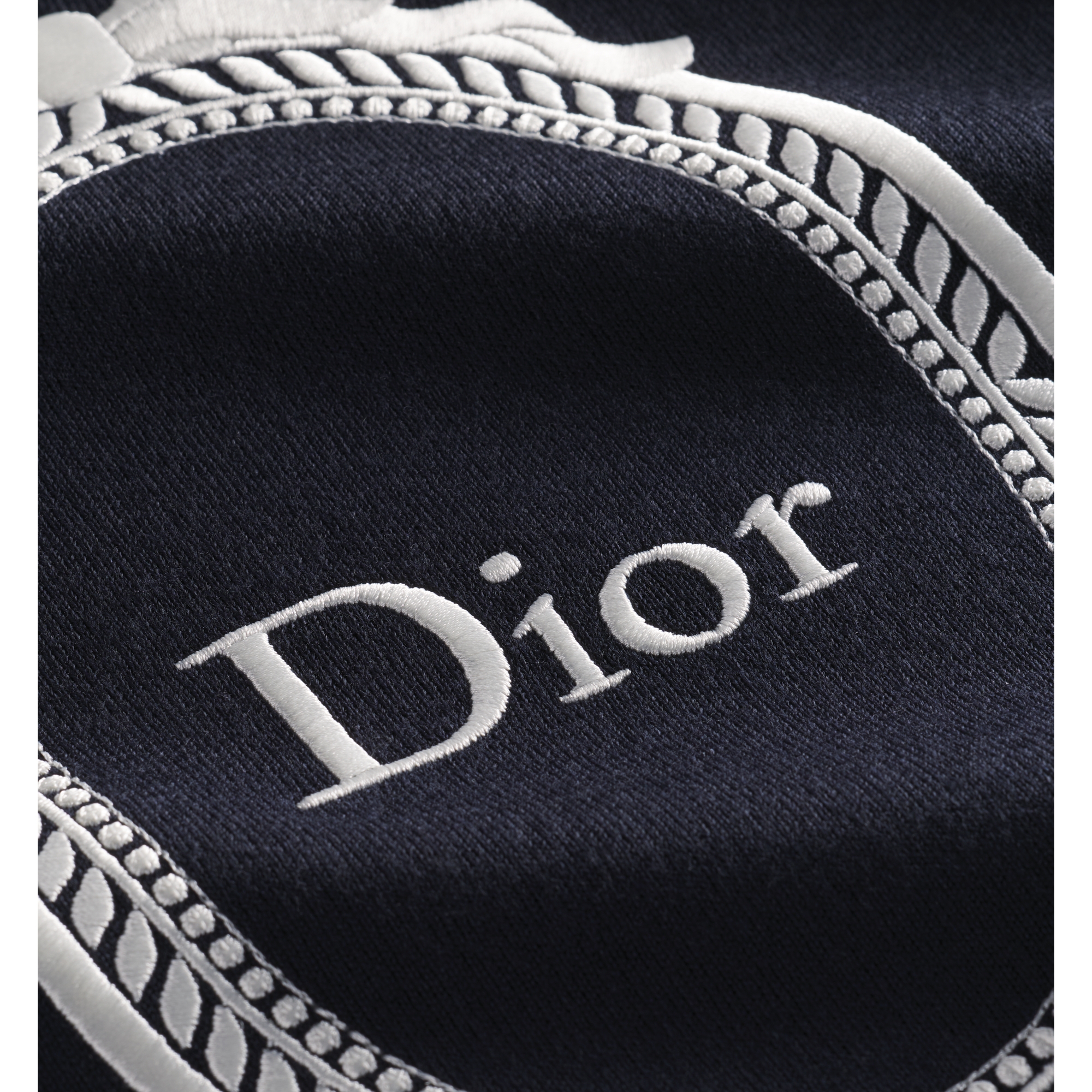 Dior Médaillon Embroidered Sweater Navy Blue Wool Blend Knit E09