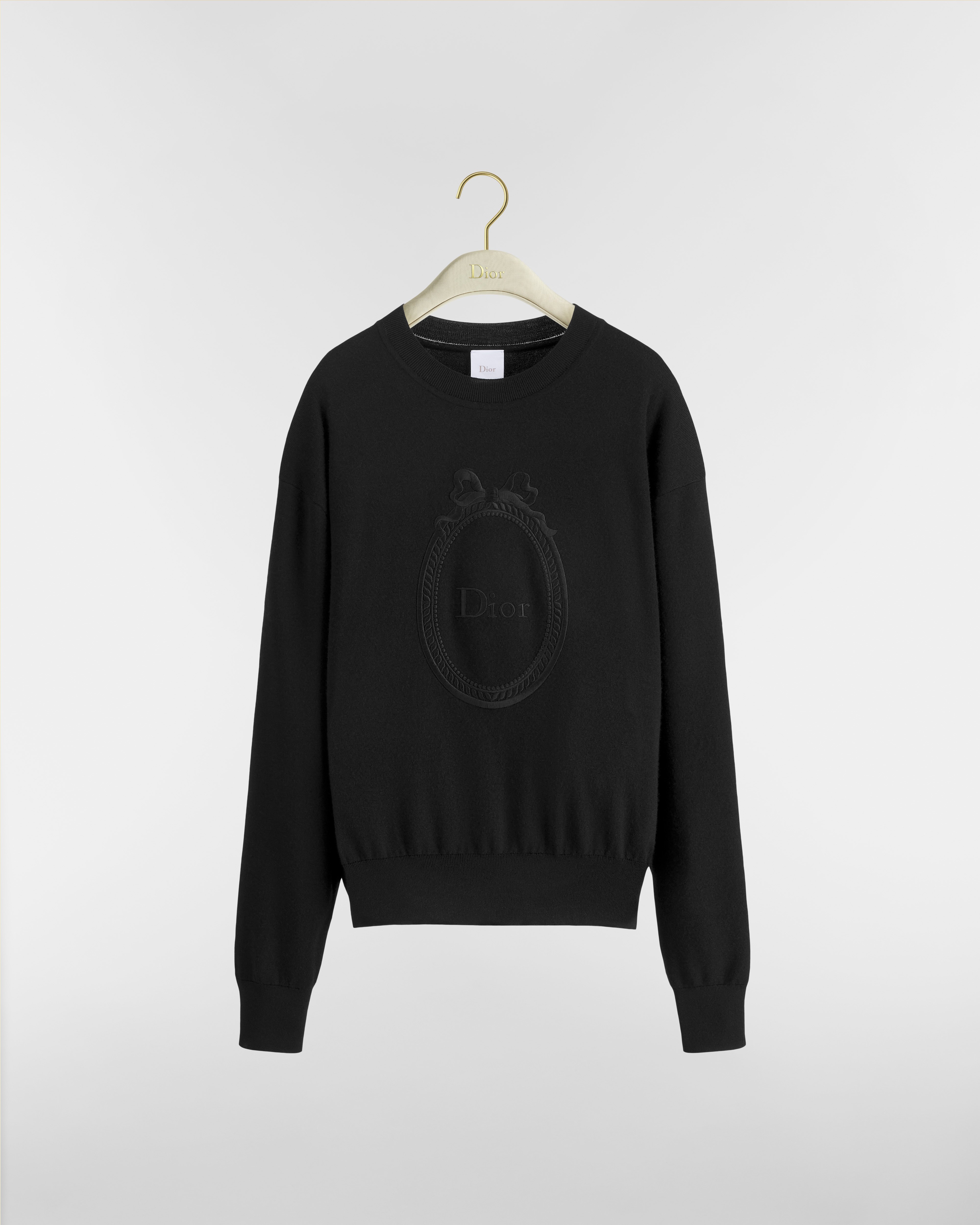 Pullover mit Dior Médaillon Stickerei Gestrickte Wollmischung in Schwarz