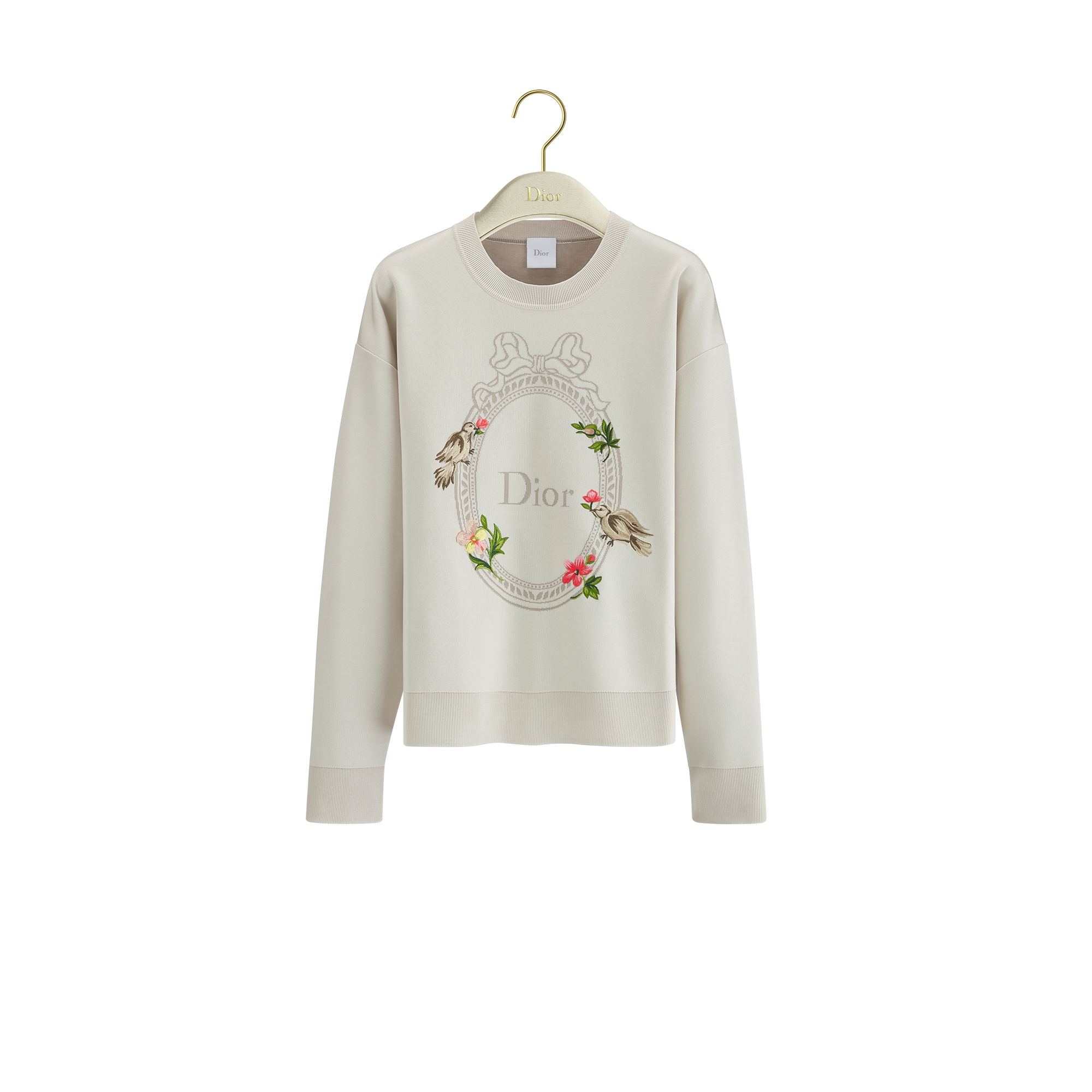 Dioramour Sweater Gray Silk-Cotton-Blend Knit with Multicolor