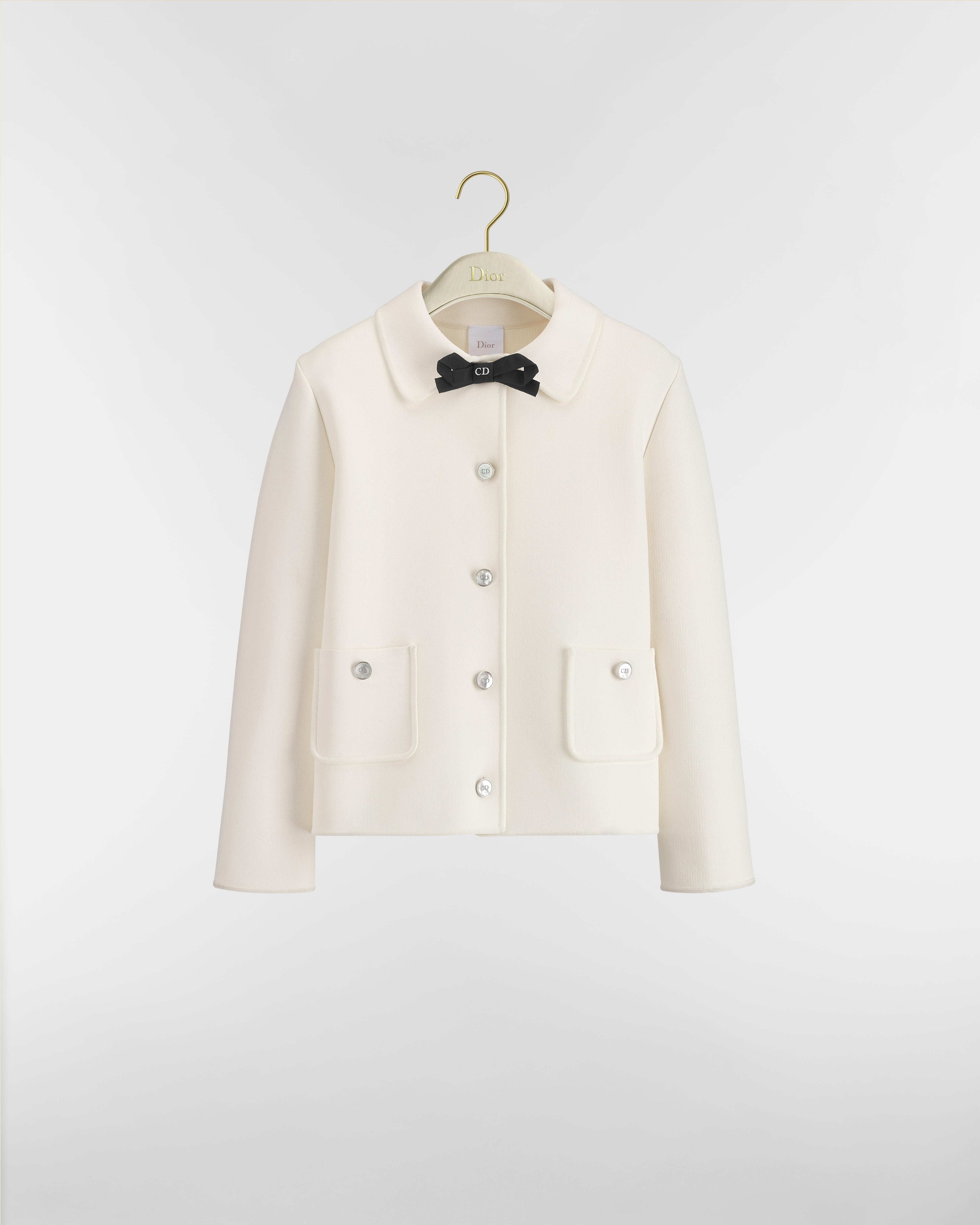 Cropped Jacket Ecru Technical Knit E01
