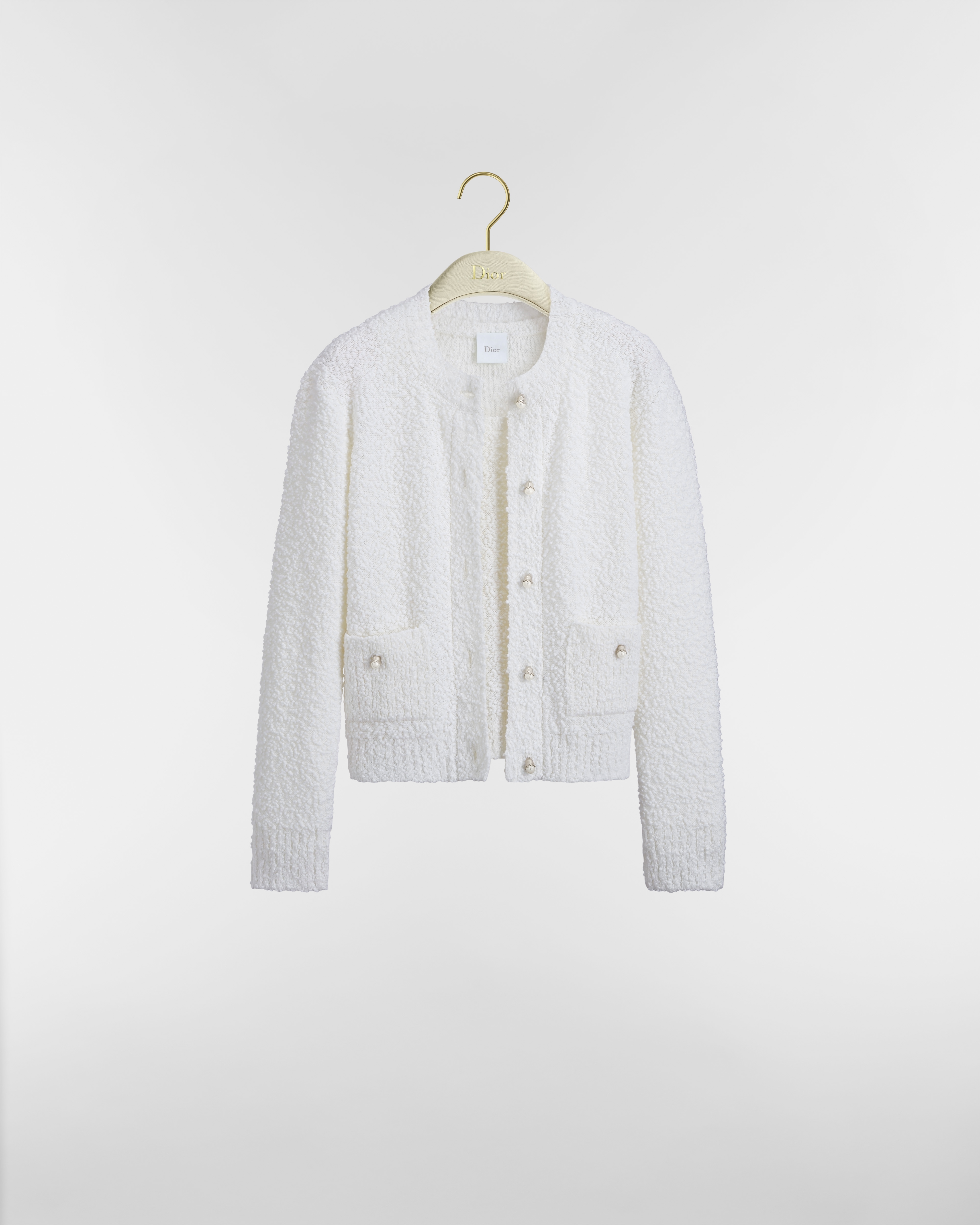 Twin-set Maille de coton et laine bouclette mélangés blancs E01