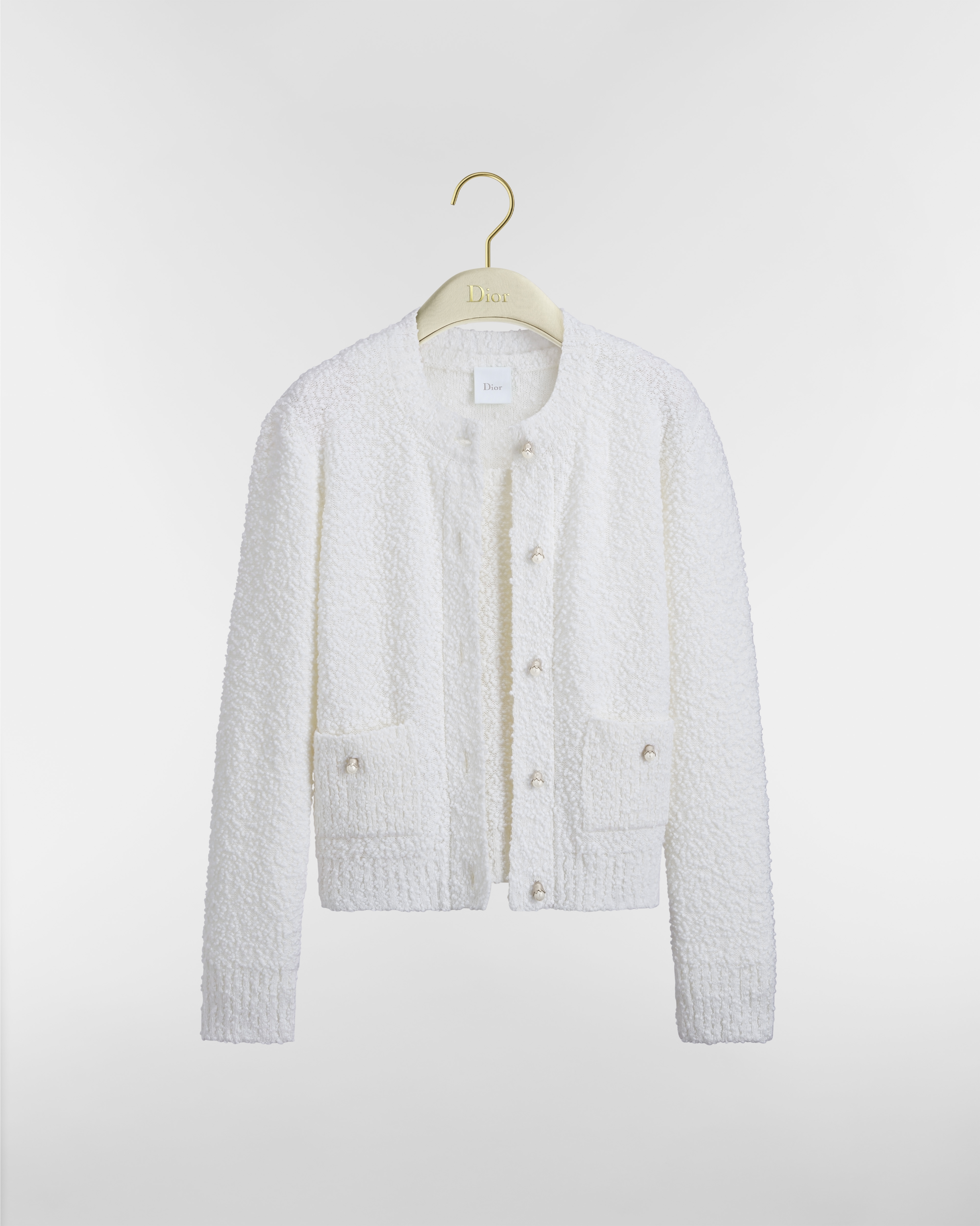 Twinset White Cotton-Wool-Blend Bouclé Knit E01
