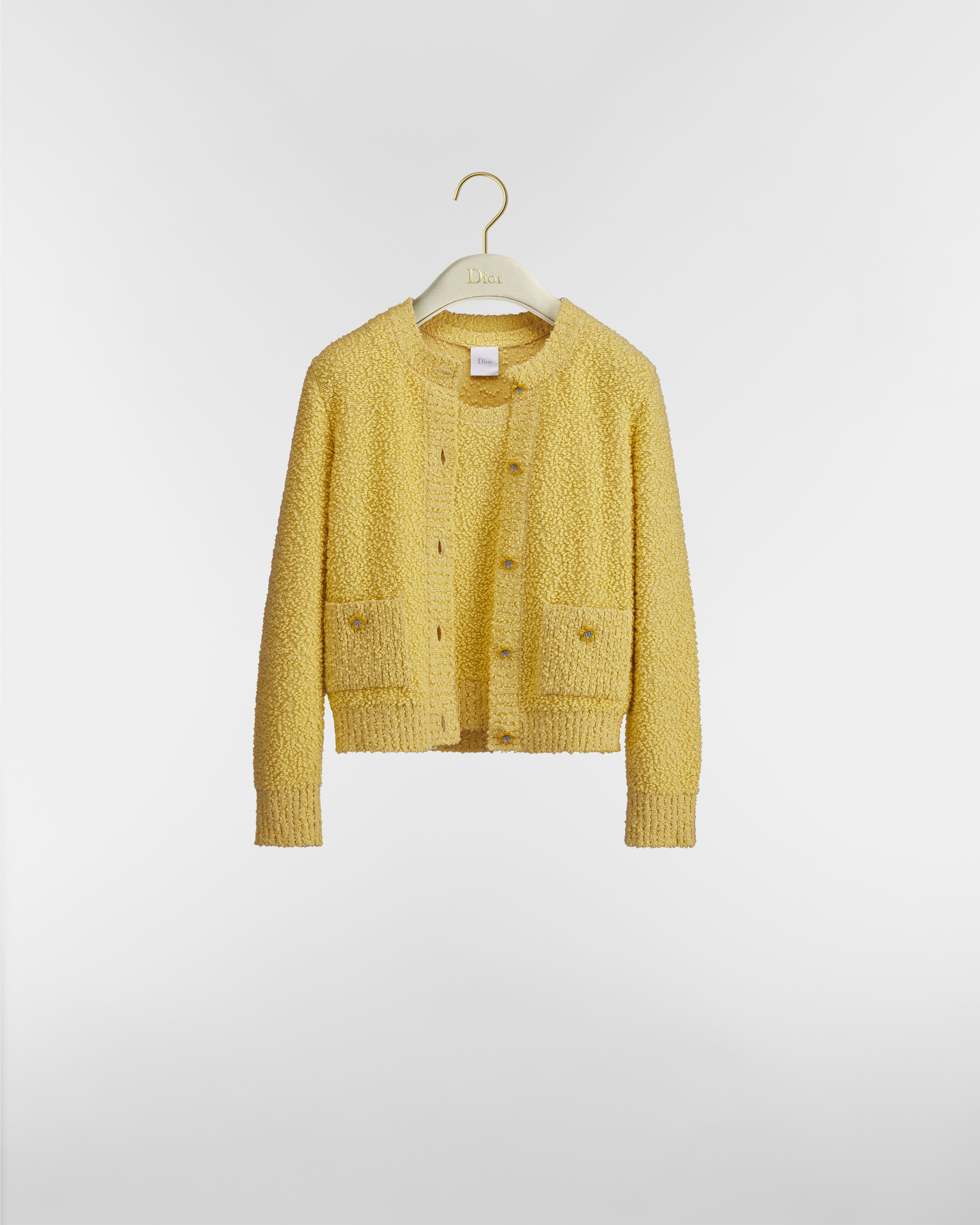 Conjunto de top y cárdigan Punto buclé de mezcla de algodón y lana en Buttercup E01