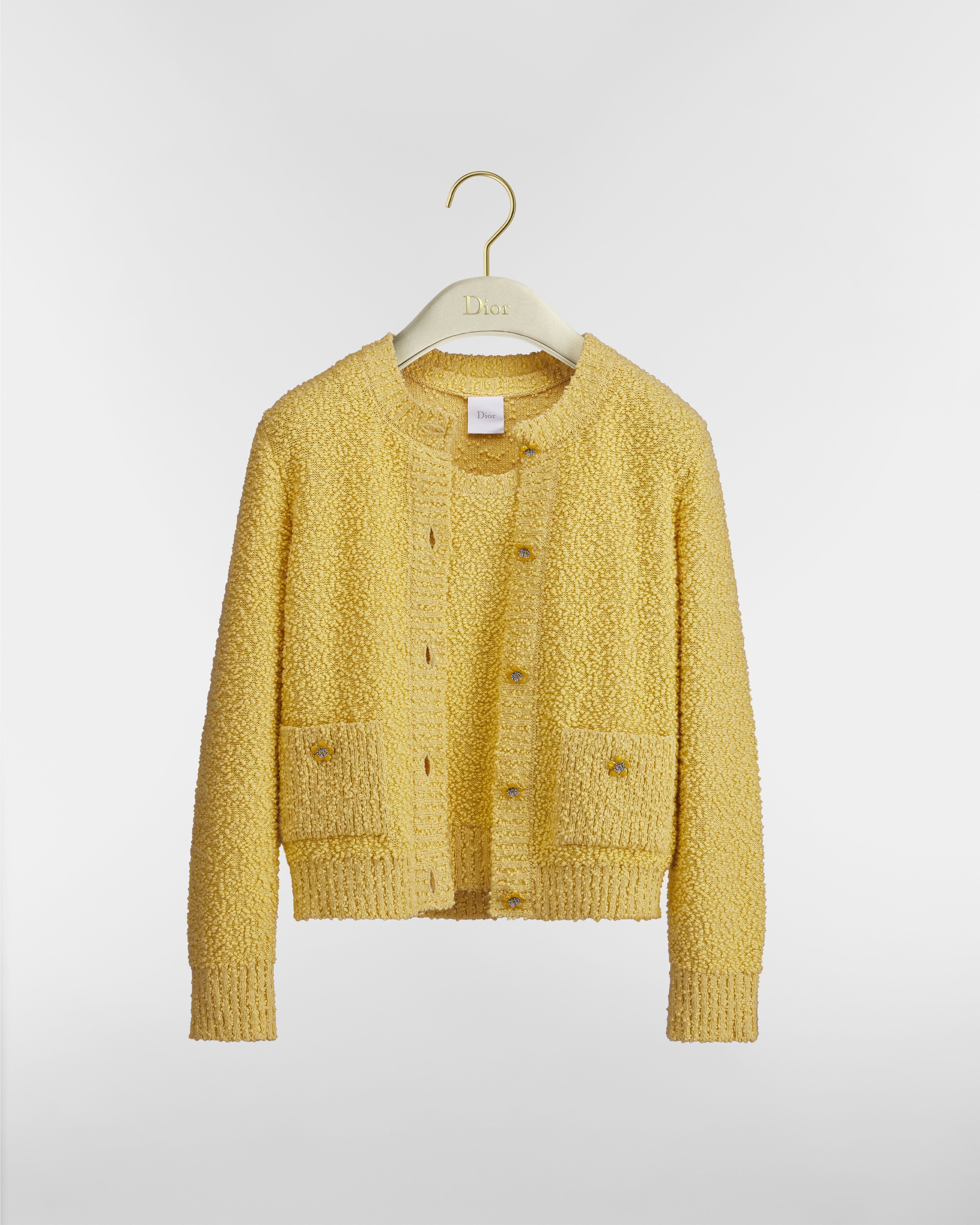 Twinset Gebreid van een Buttercup blend van katoen en wol met boucléstructuur E01