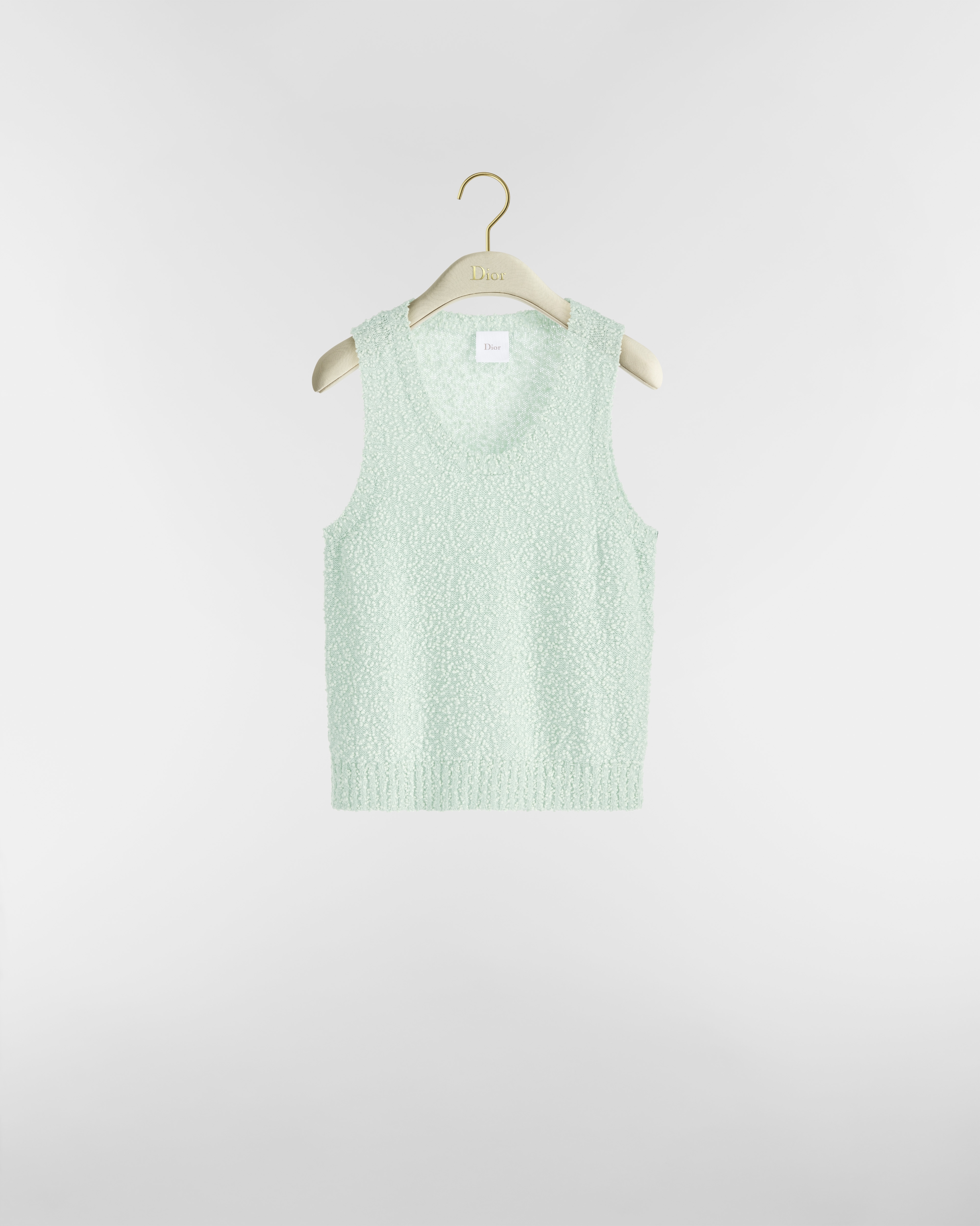 Conjunto de top y cárdigan Punto buclé de mezcla de algodón y lana verde E02