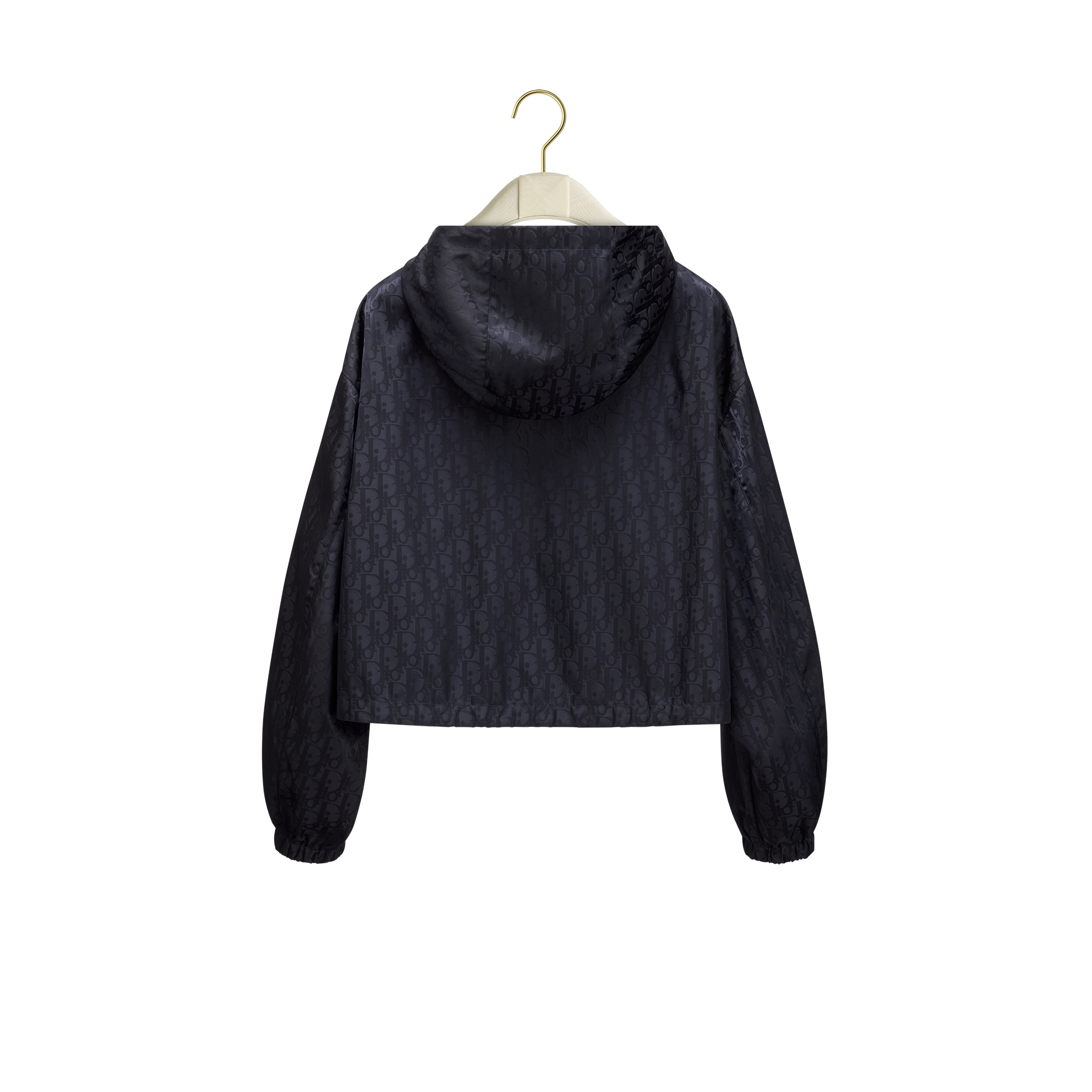 Zipped Cropped Jacket Navy Blue Dior Oblique Technical Taffeta E08