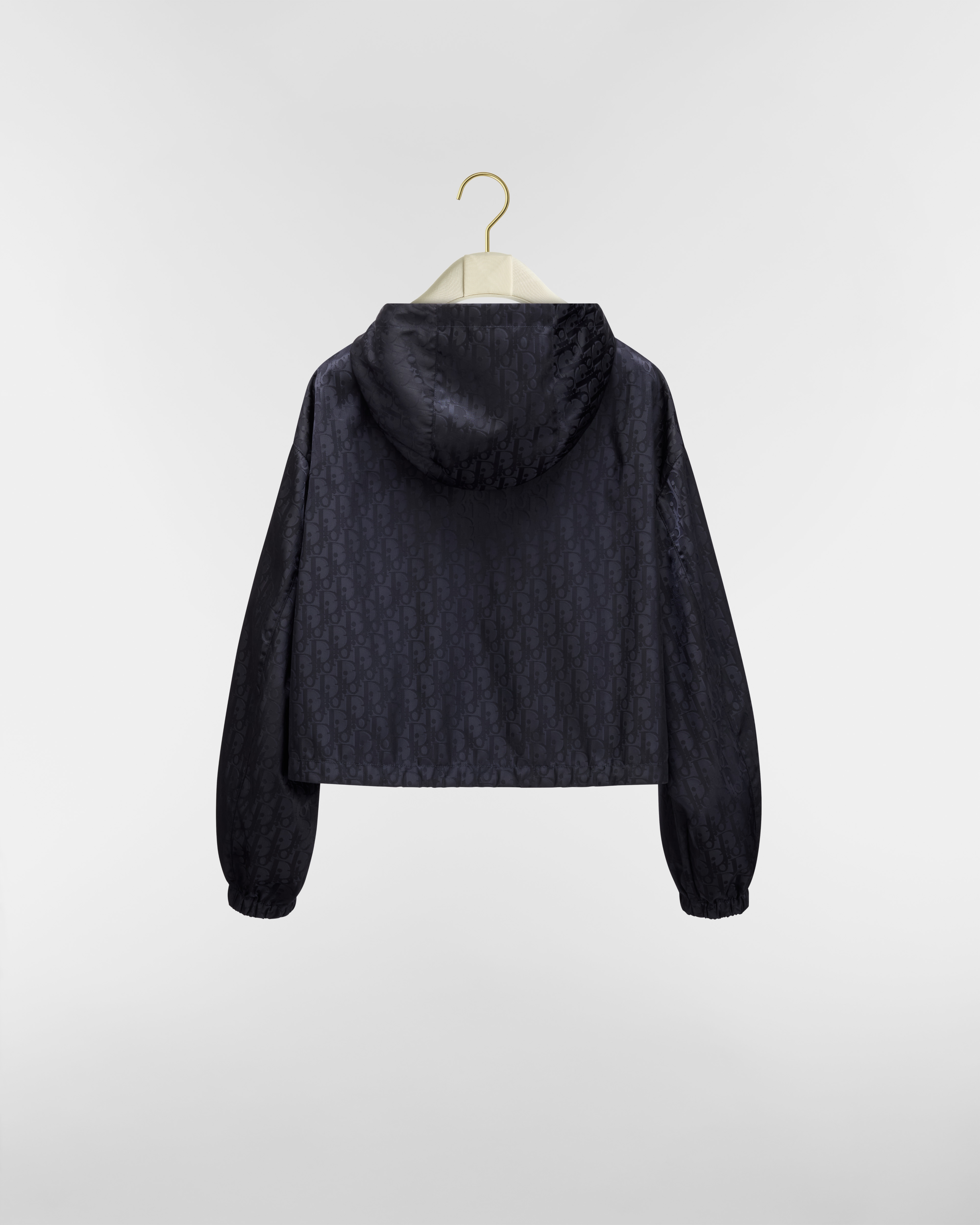 Zipped Cropped Jacket Navy Blue Dior Oblique Technical Taffeta E08