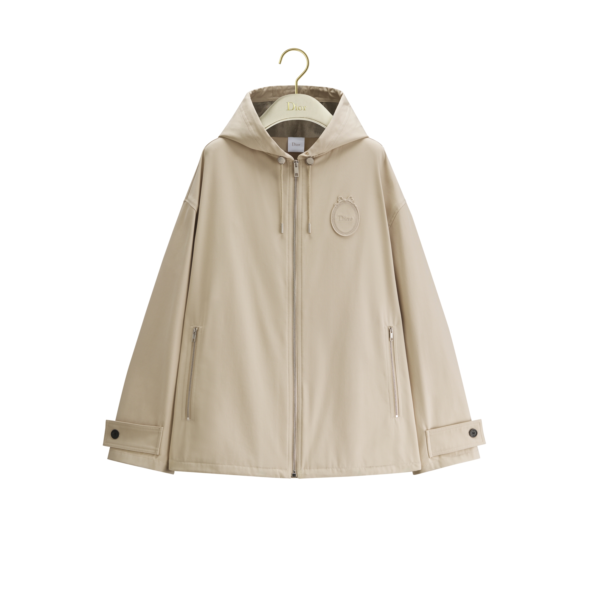  Beige Cotton and Silk Gabardine