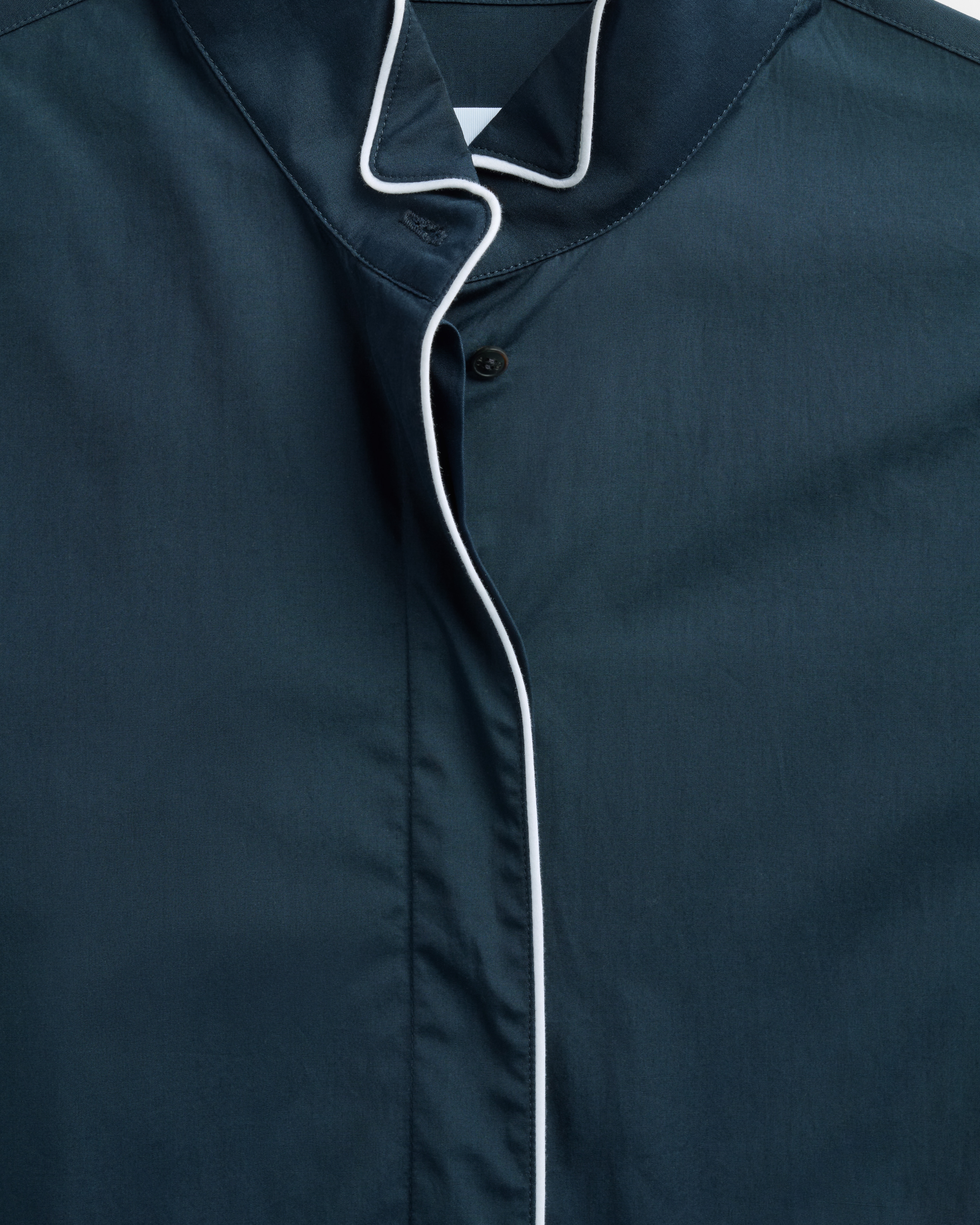 Mid-Length Belted Shirtdress Navy Blue Cotton Poplin E09