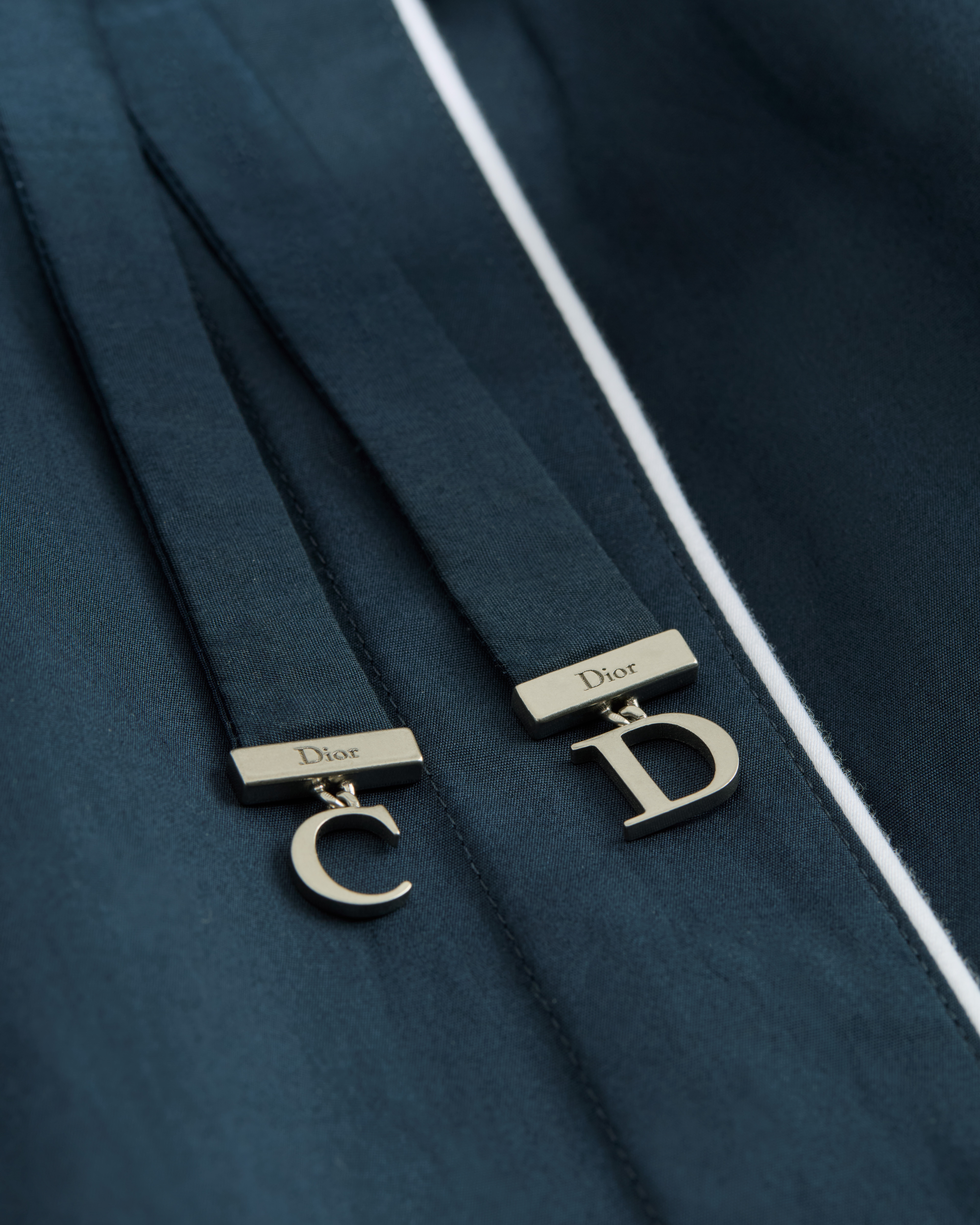 Robe-chemise mi-longue ceinturée Popeline de coton bleu marine E10