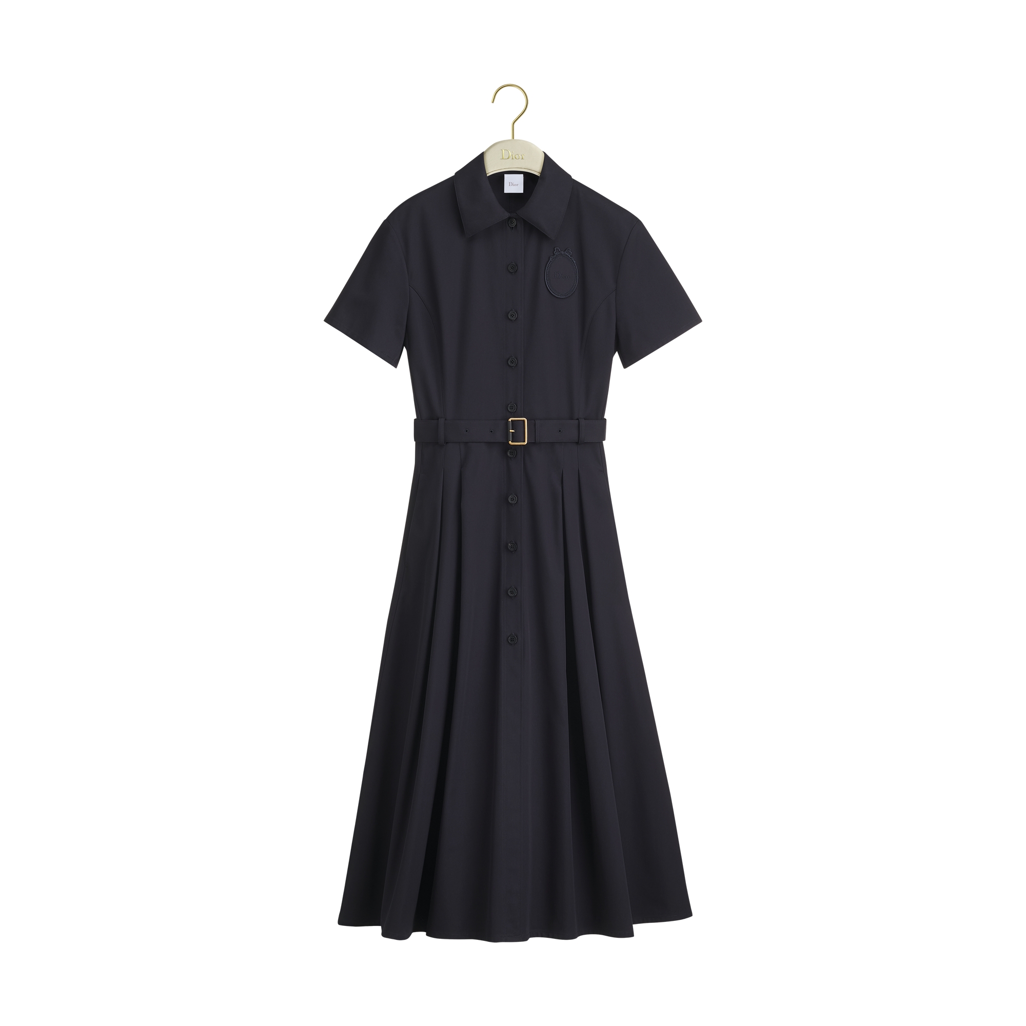  Navy Blue Cotton and Silk Gabardine