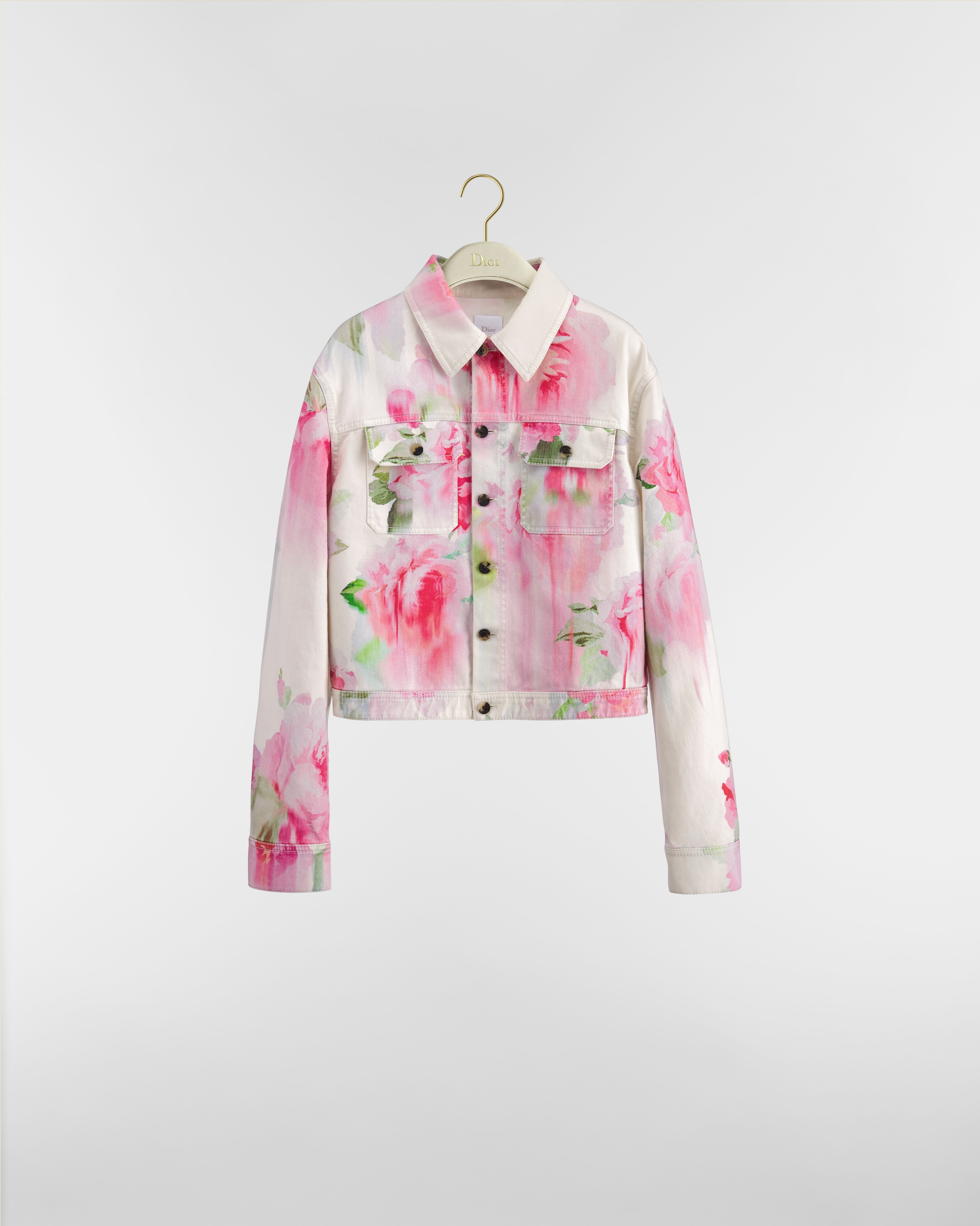 Jacket Multicolor Dior Painted Roses Cotton-Blend Denim E01