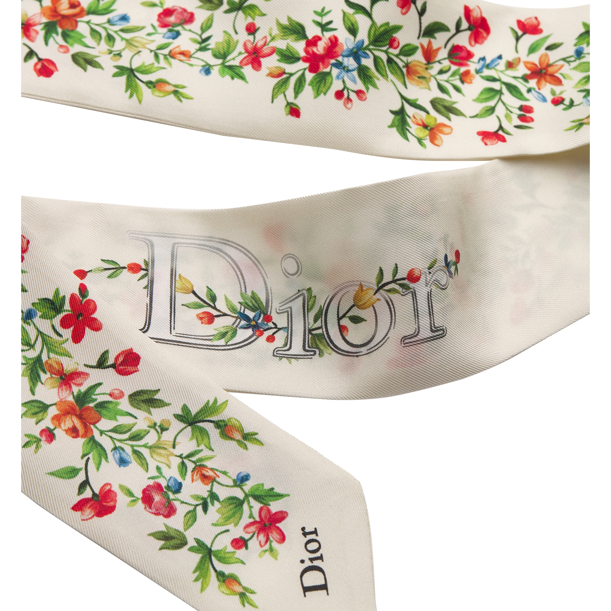 Dioramour Floral Heart Mitzah Scarf White Multicolor Silk Twill E09