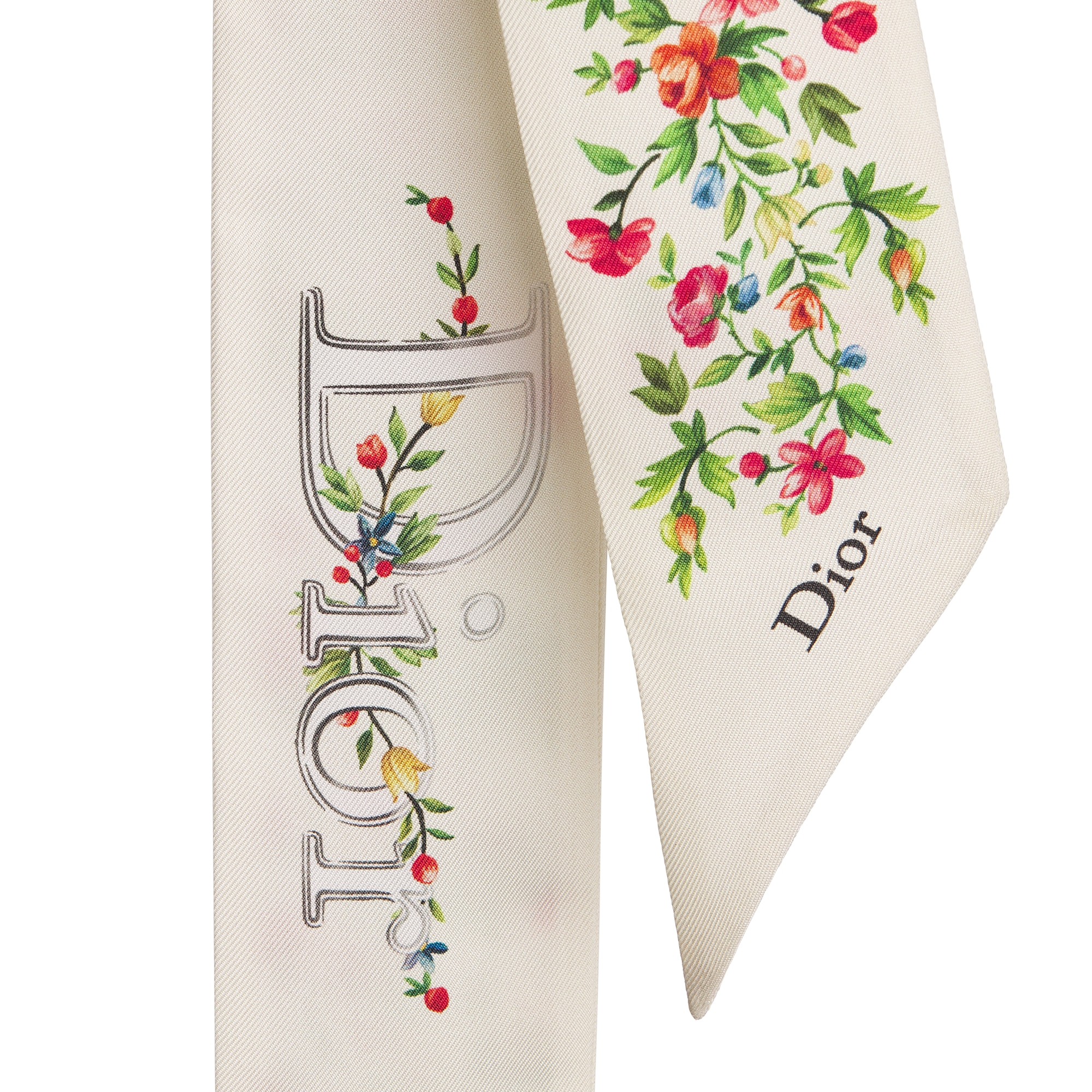 Dioramour Floral Heart Mitzah Scarf White Multicolor Silk Twill E10