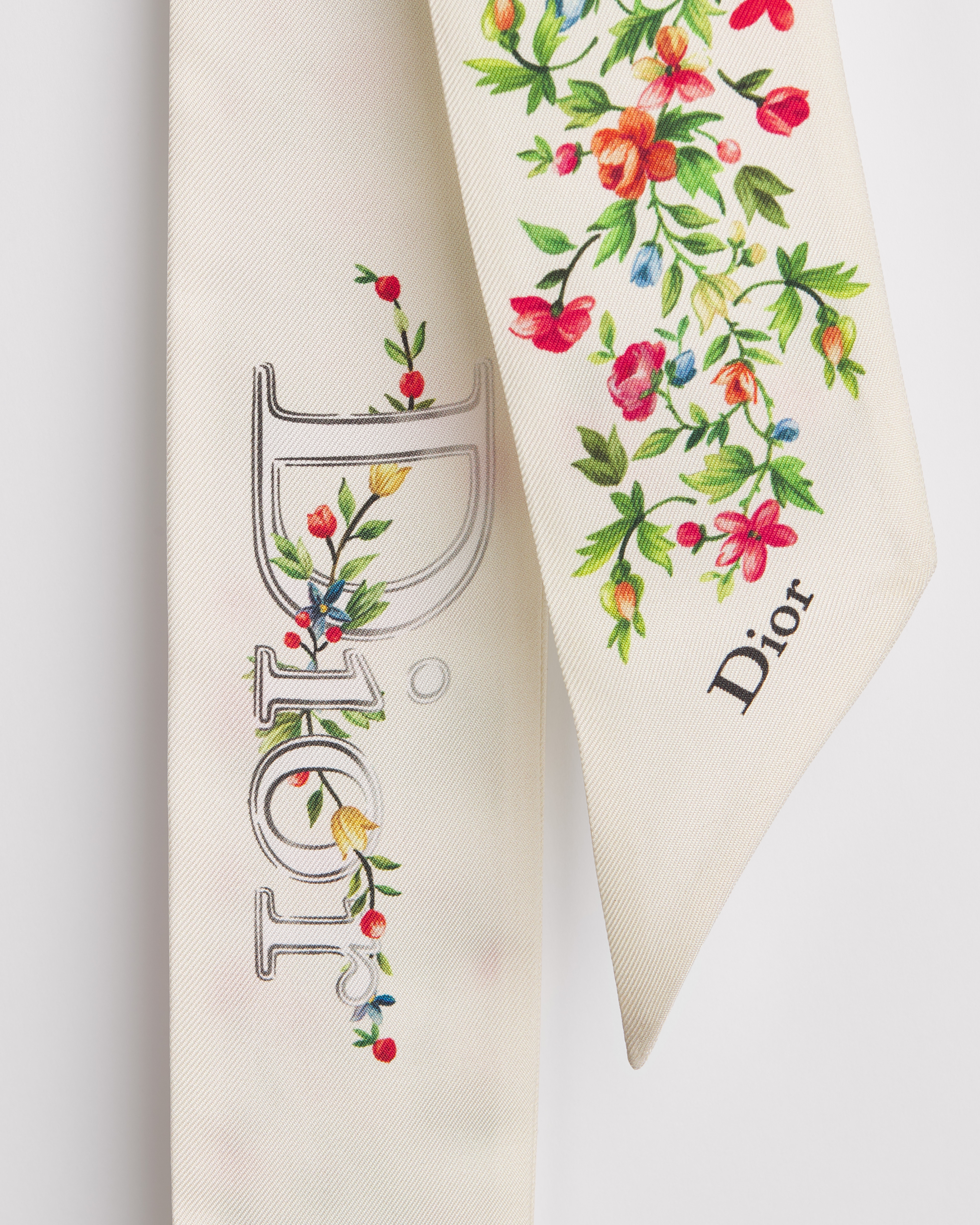 Dioramour Floral Heart Mitzah Scarf White Multicolor Silk Twill E10