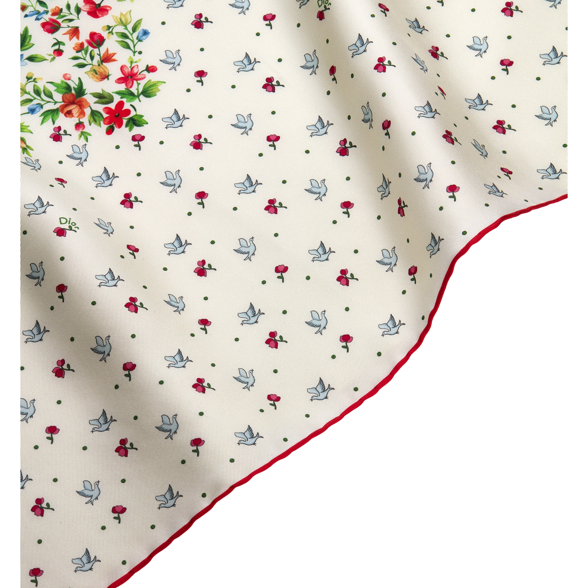 Dioramour Doves & Roses 70 Square Scarf Multicolor Silk Twill E10