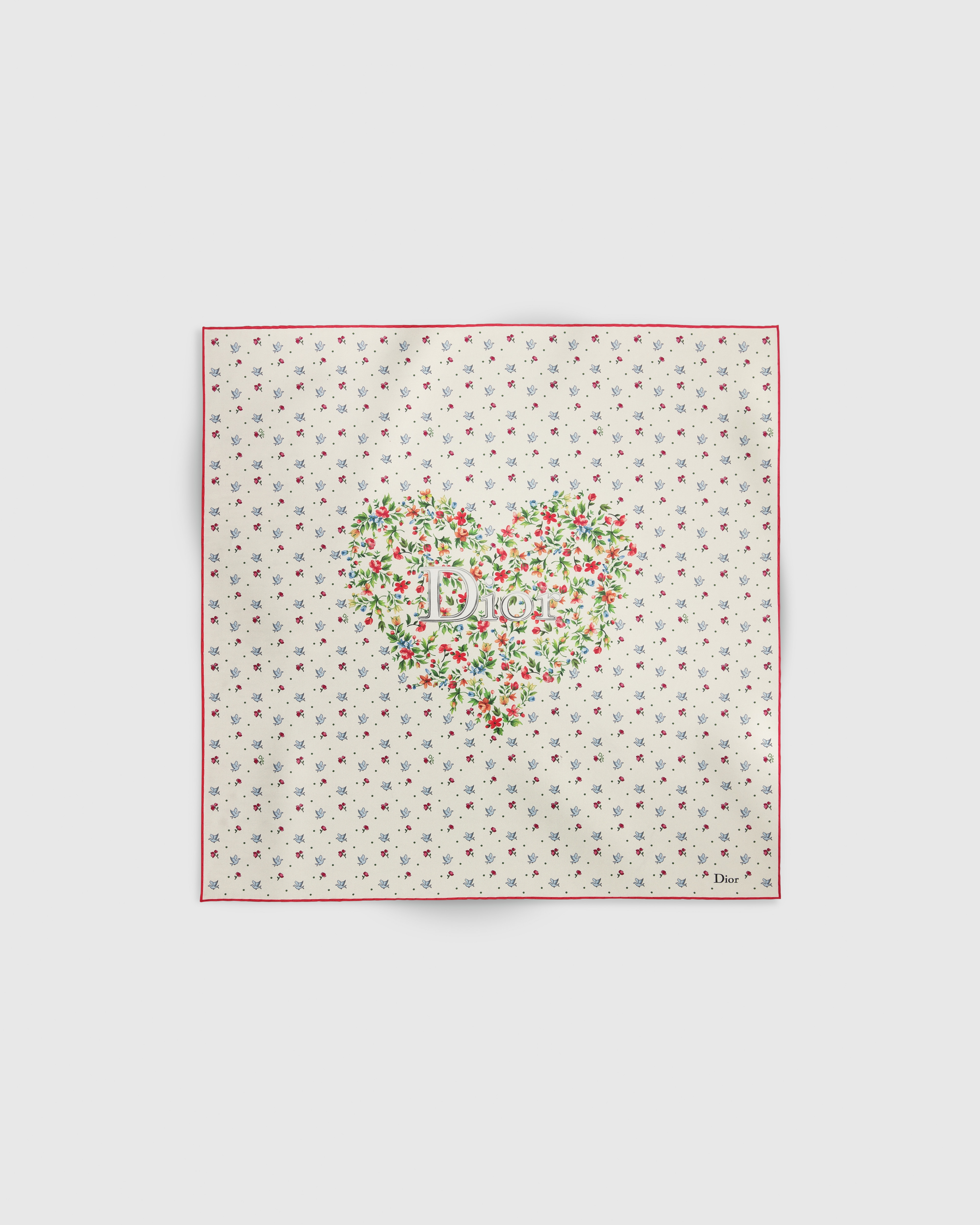 디올아무르 도브 & 로즈 70 스퀘어 스카프 멀티 컬러 실크 트윌 E01