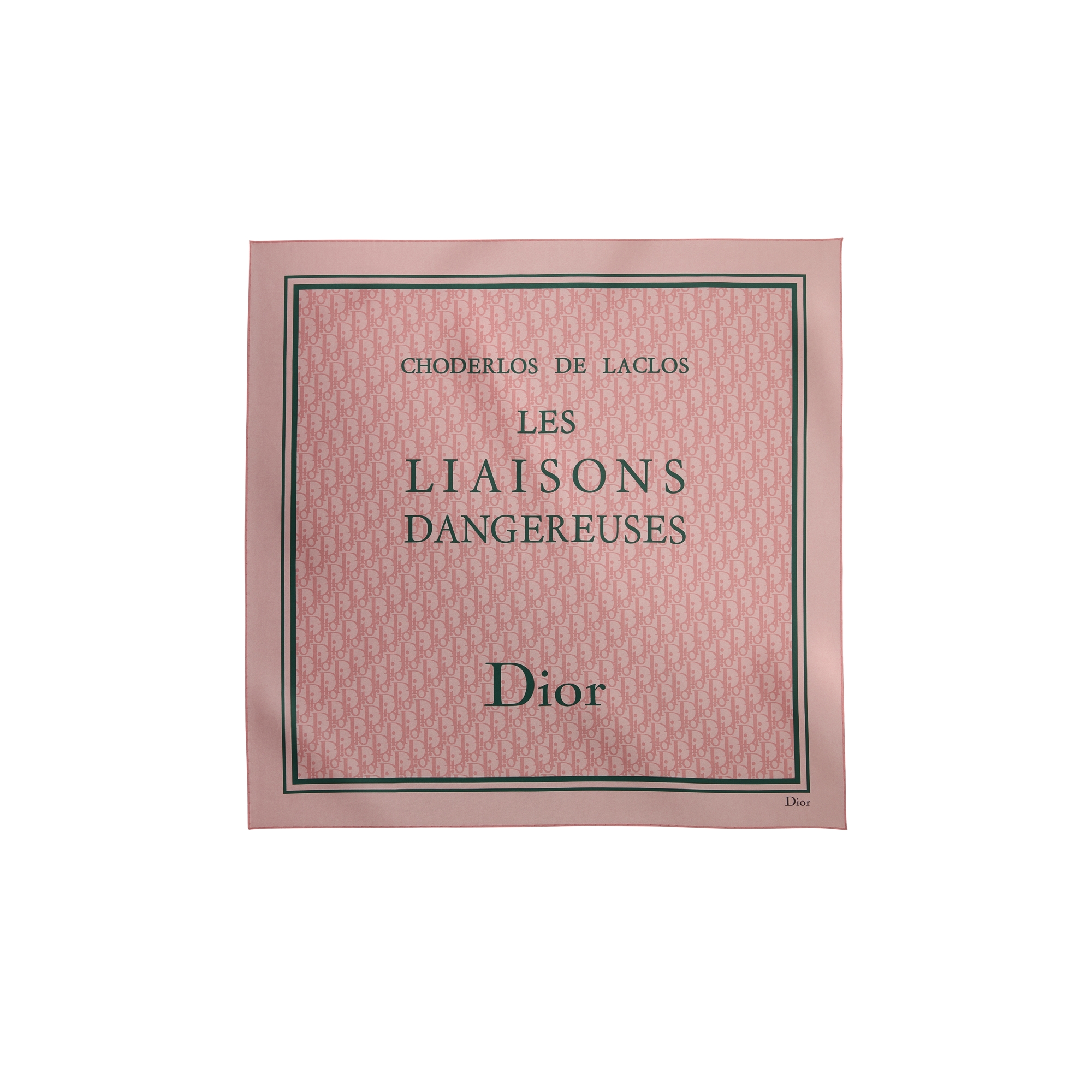 Book Cover 70 Square Scarf Pink and Green Silk Twill E01