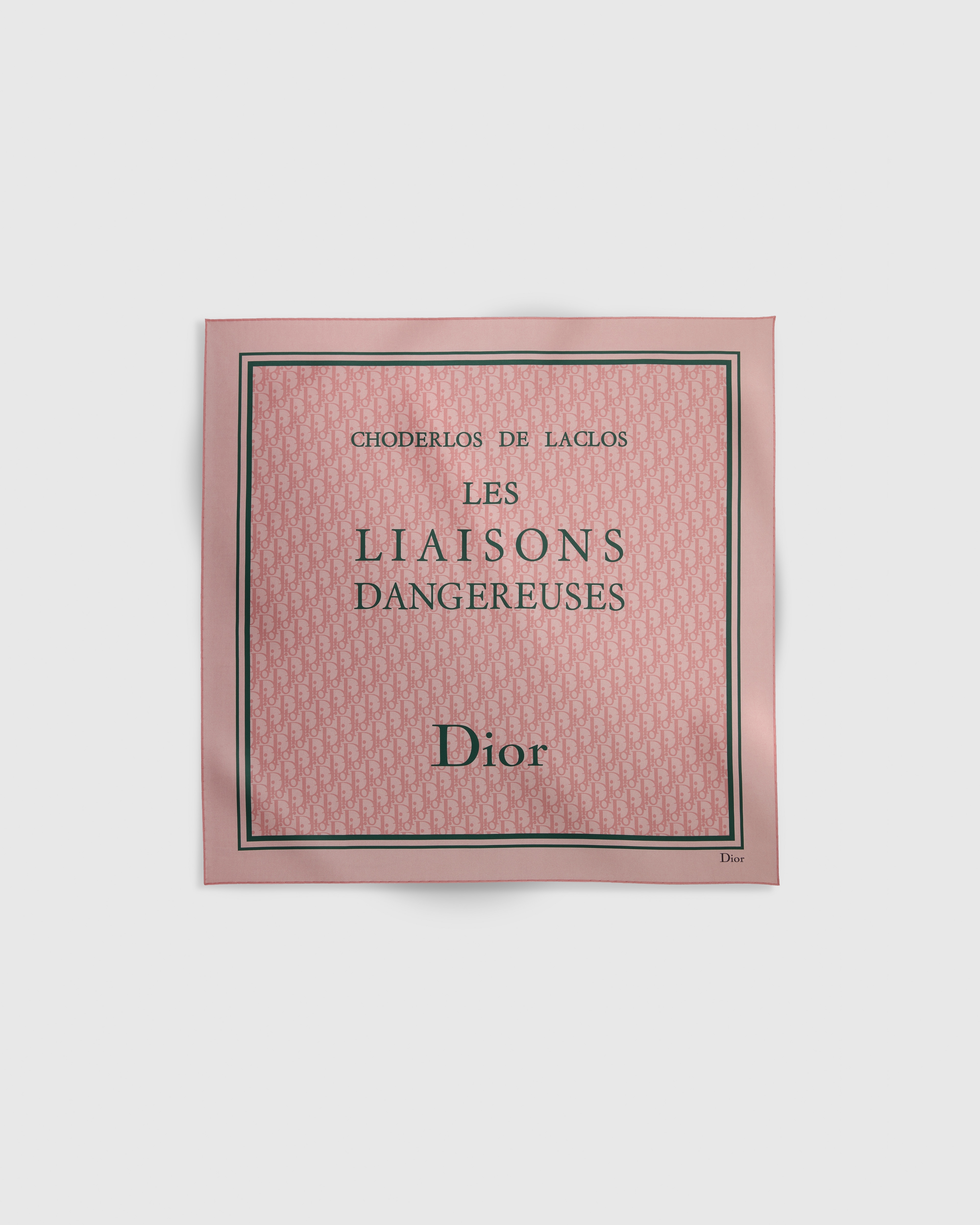 Book Cover 70 Square Scarf Pink and Green Silk Twill E01