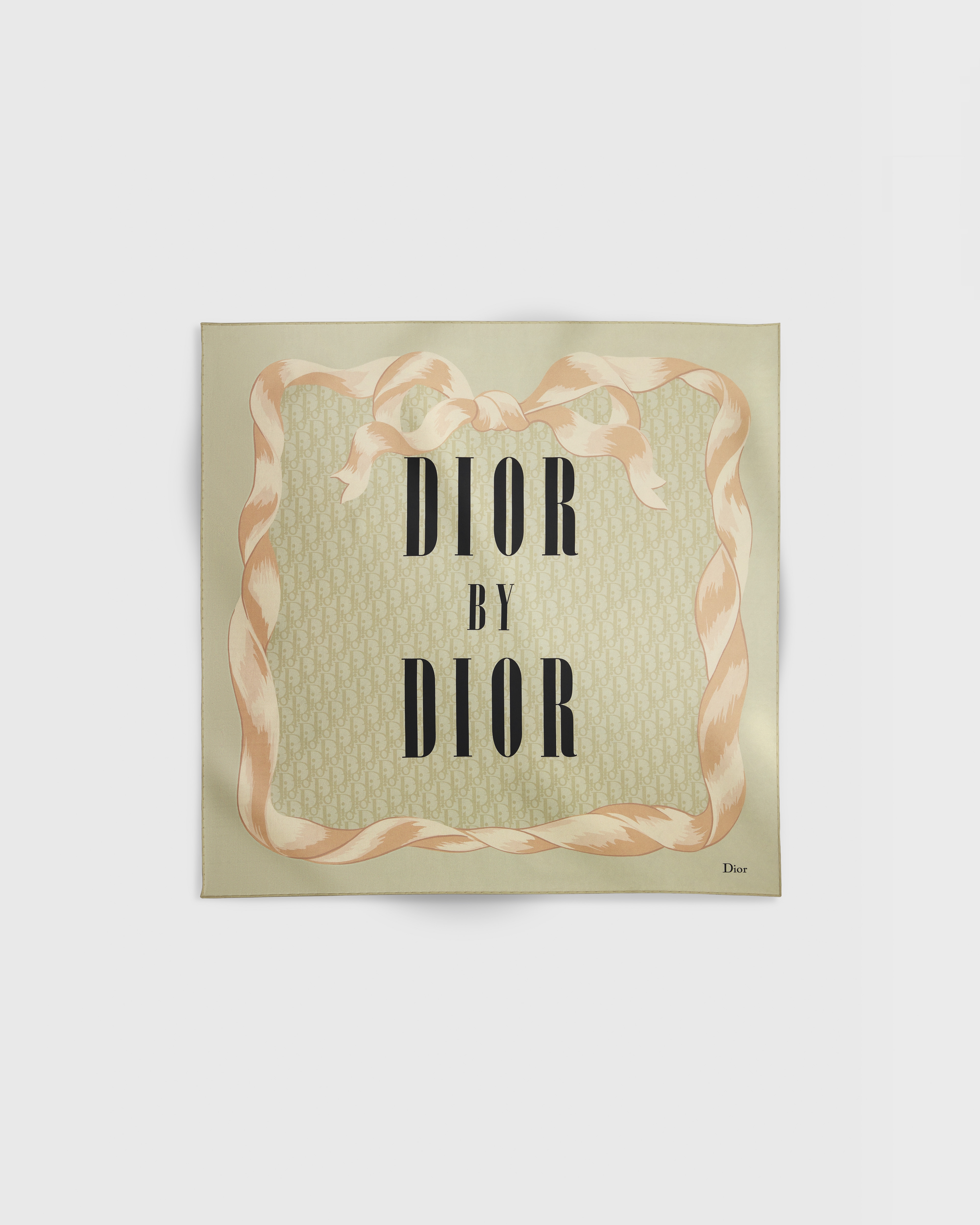 북 커버 70 스퀘어 스카프 베이지 & 블랙 실크 트윌 E01