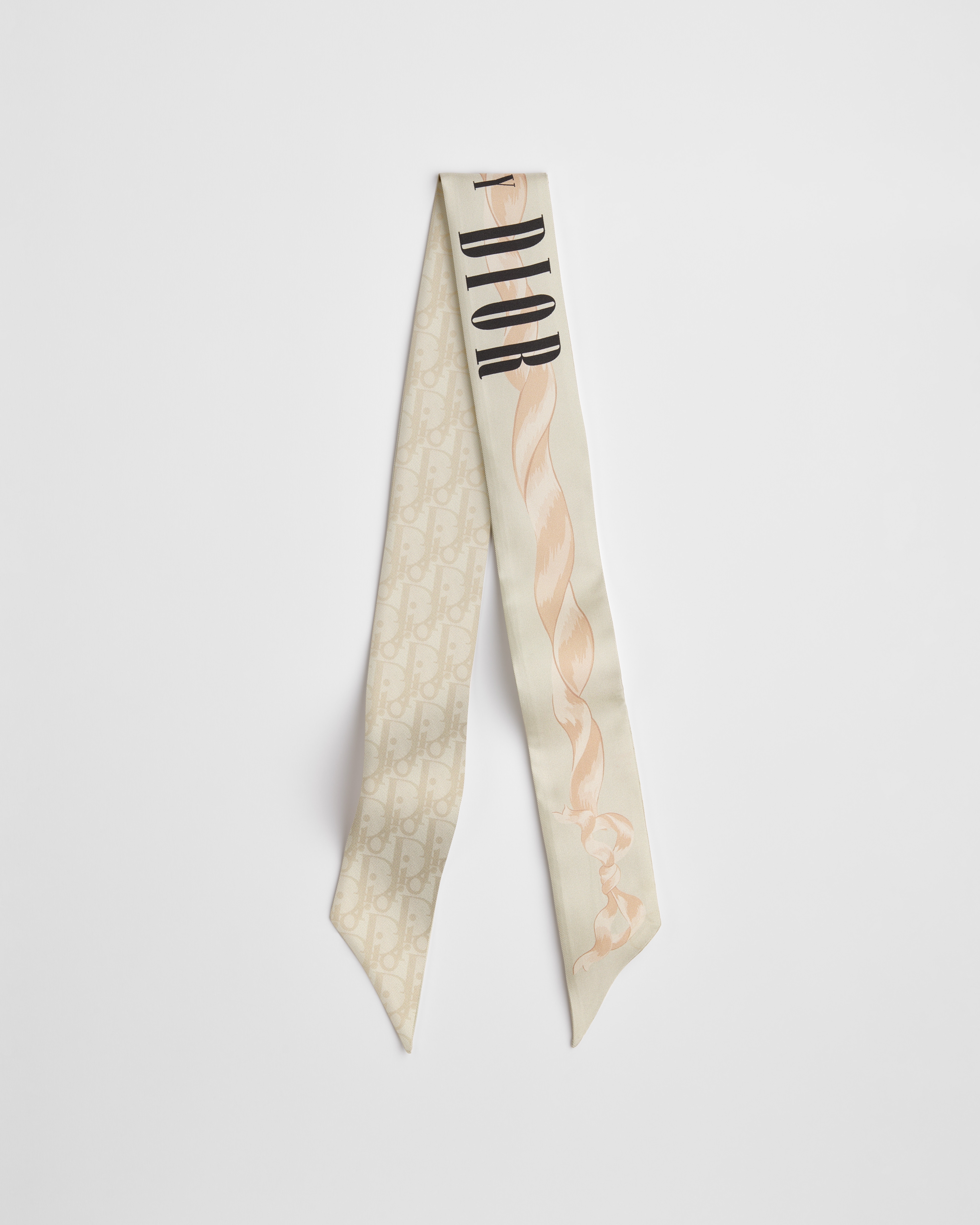 Mitzah-sjaal met Book Cover-motief Beige en zwarte zijden keperstof E01