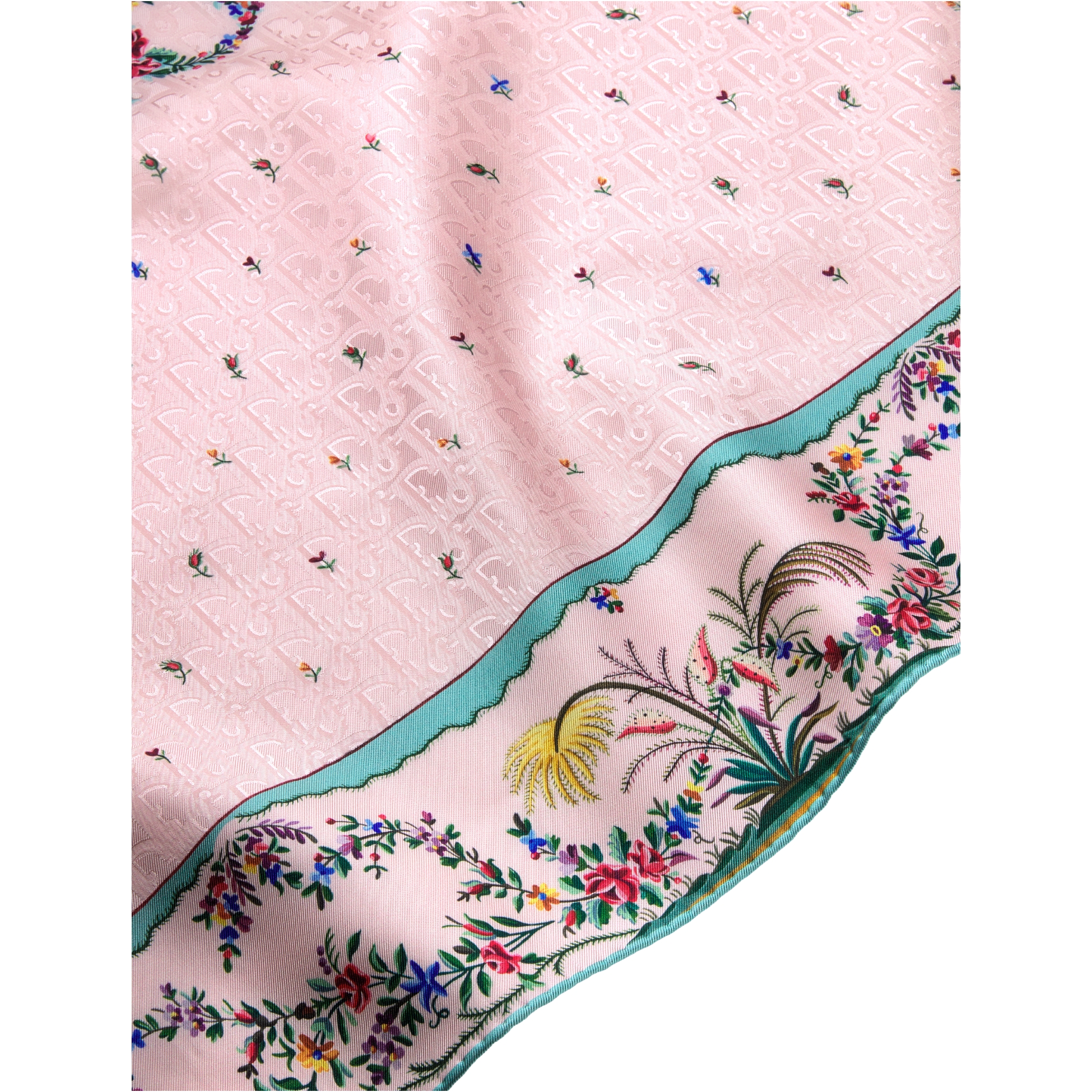 Dioramour Revolution Flowers 90 Square Scarf Pink Multicolor Silk Twill E09