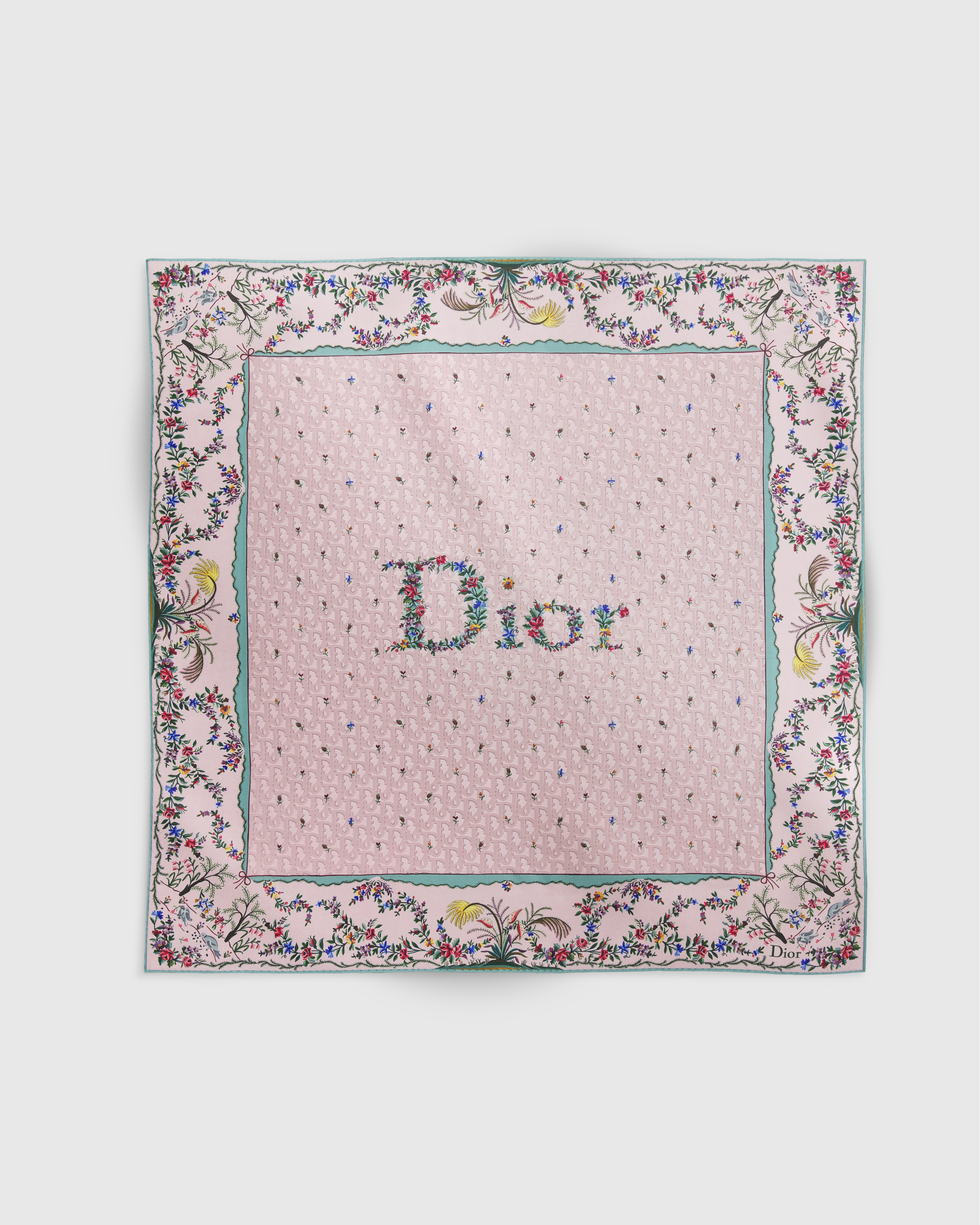 Dioramour Revolution Flowers 90 Square Scarf Pink Multicolor Silk Twill E01