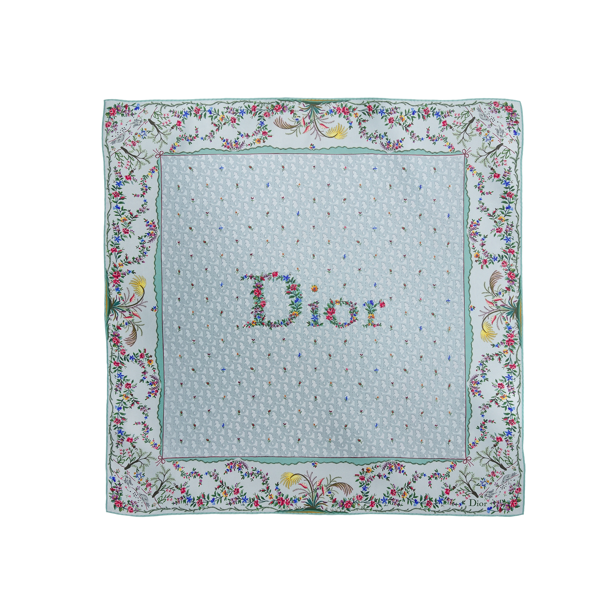  Blue Multicolor Silk Twill