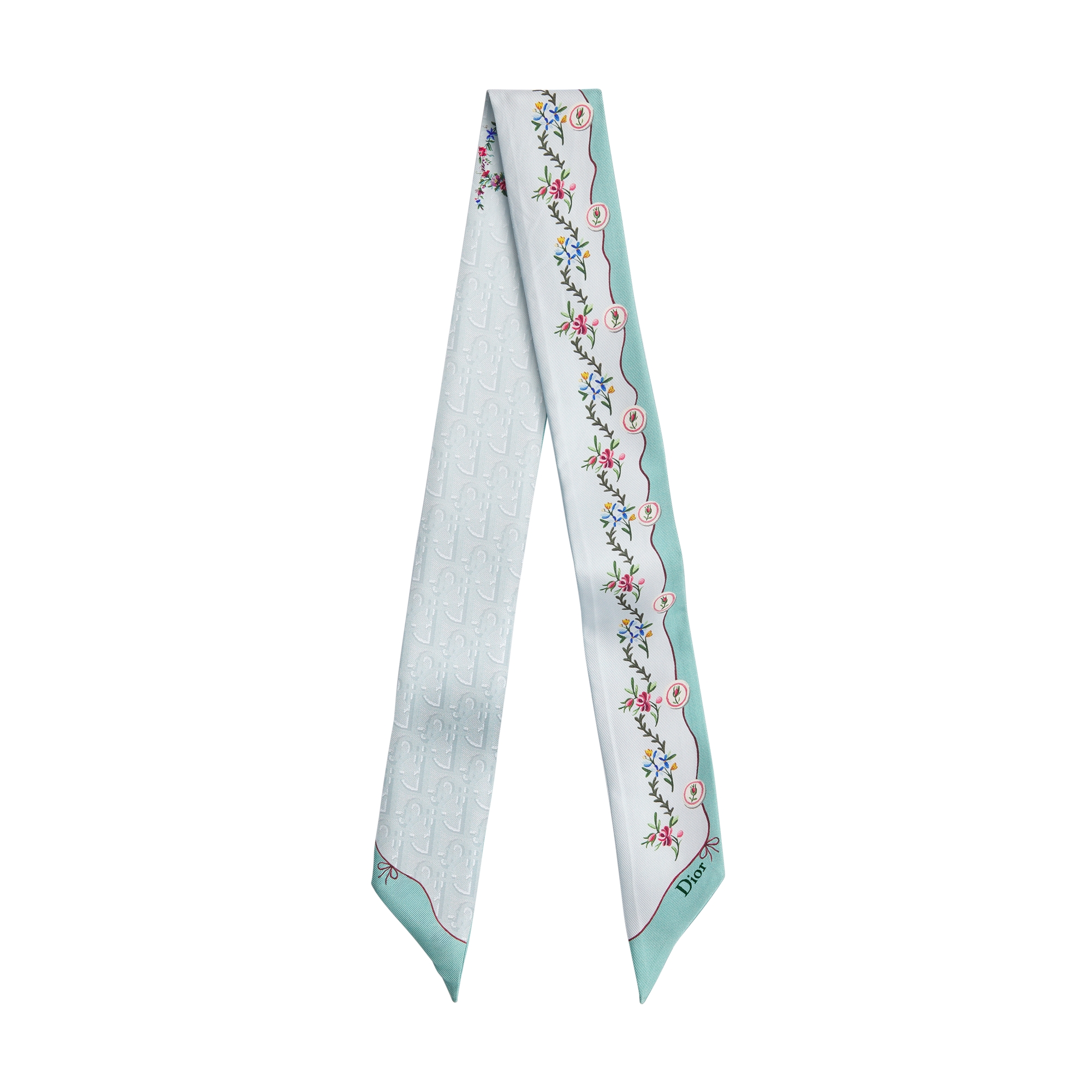  Twill de seda multicolorido em fundo azul