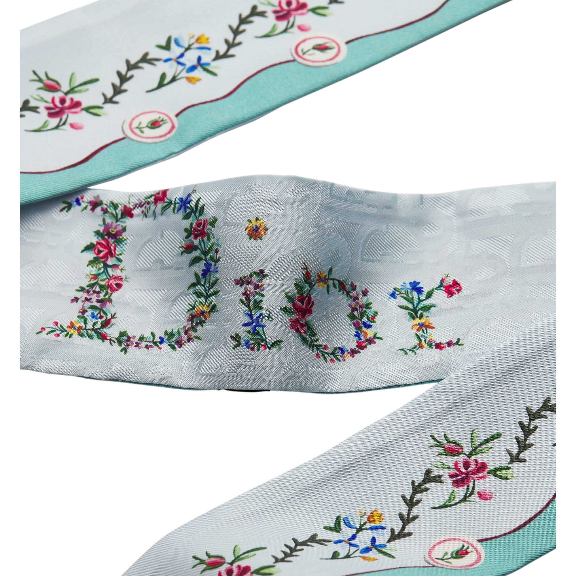 Dioramour Revolution Flowers Mitzah Scarf Blue Multicolor Silk Twill E09