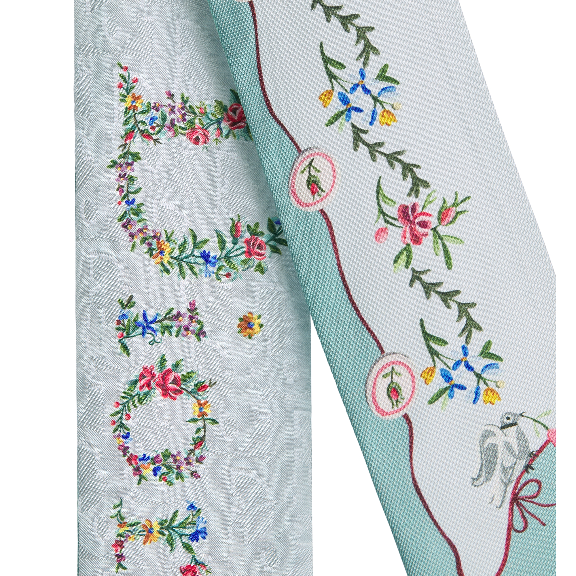 Dioramour Revolution Flowers Mitzah Scarf Blue Multicolor Silk Twill E10