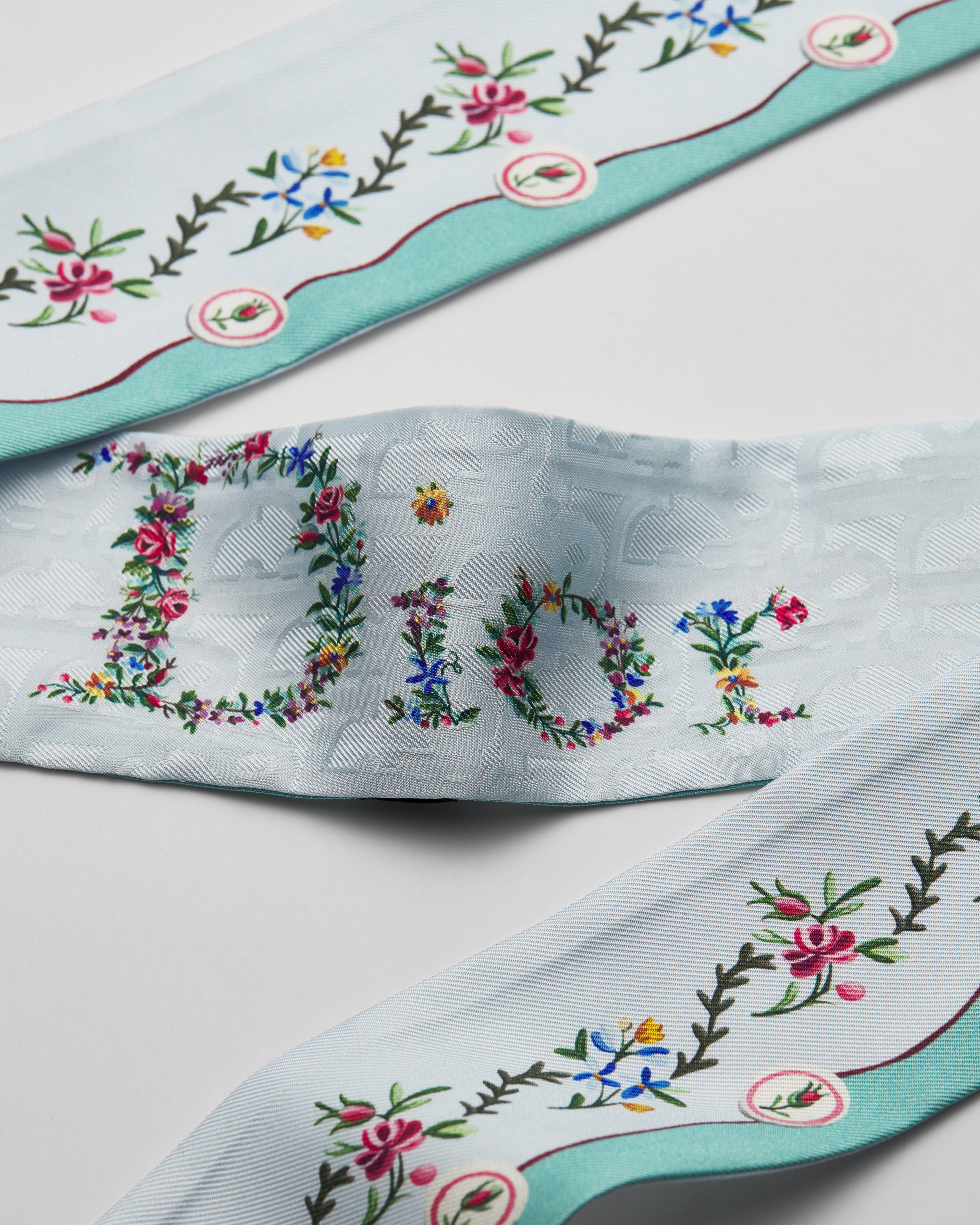 Dioramour Revolution Flowers Mitzah Scarf Blue Multicolor Silk Twill E09