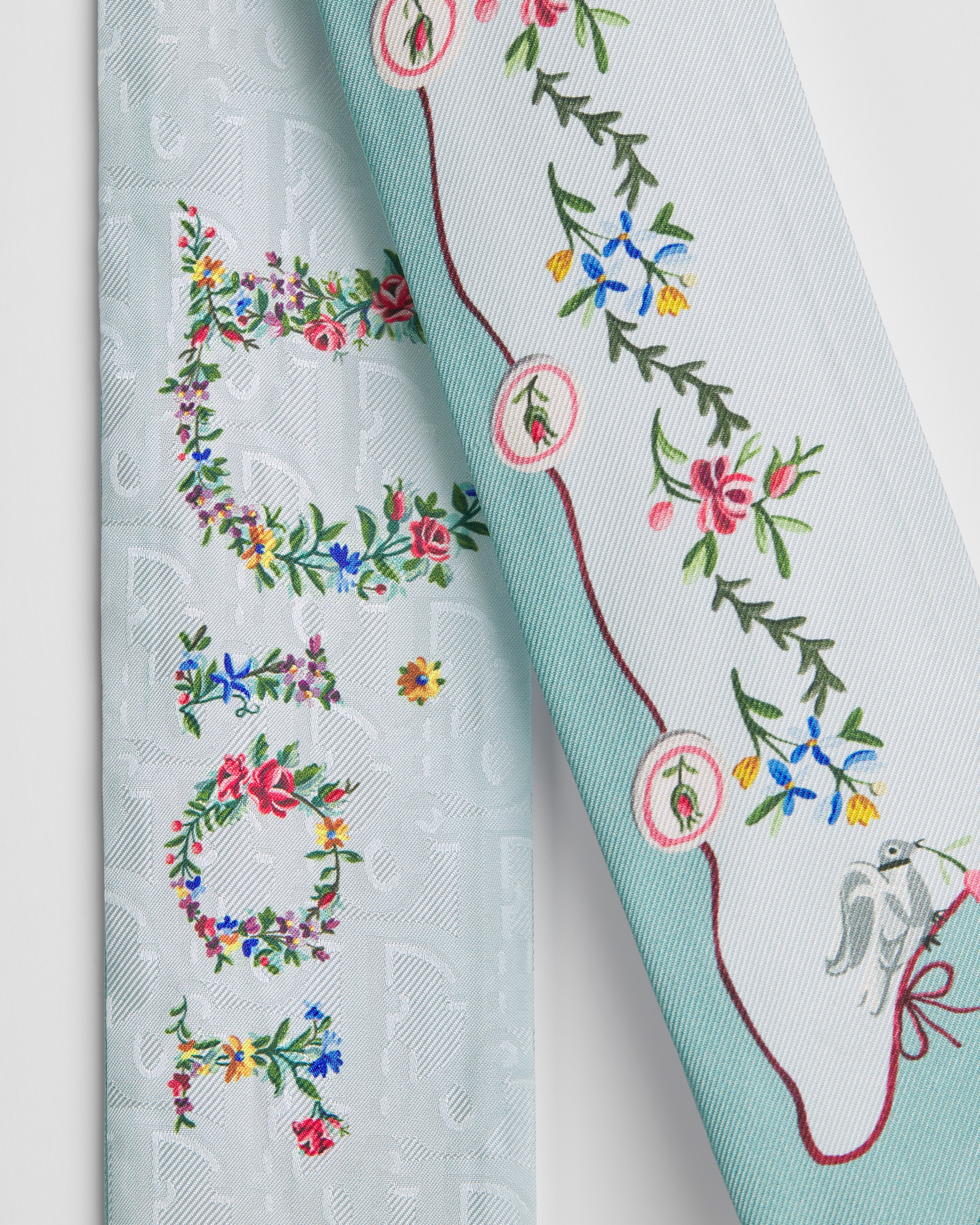 Dioramour Revolution Flowers Mitzah Scarf Blue Multicolor Silk Twill E10