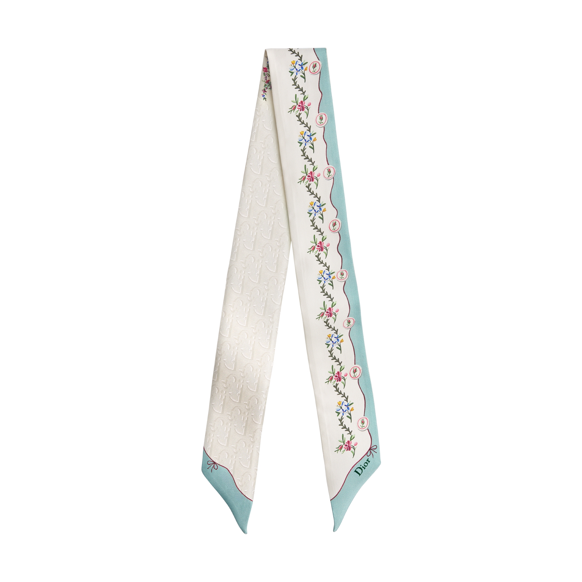  Twill de seda multicolorido em fundo branco